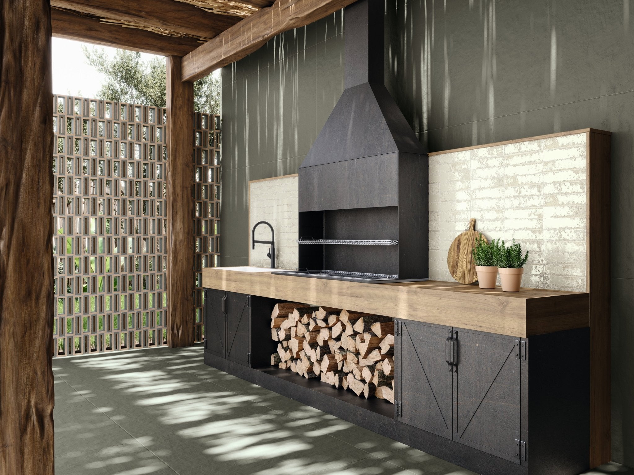 Malaga 40x40 Forest Green Full Body Porcelain Tile - Cemento Collection