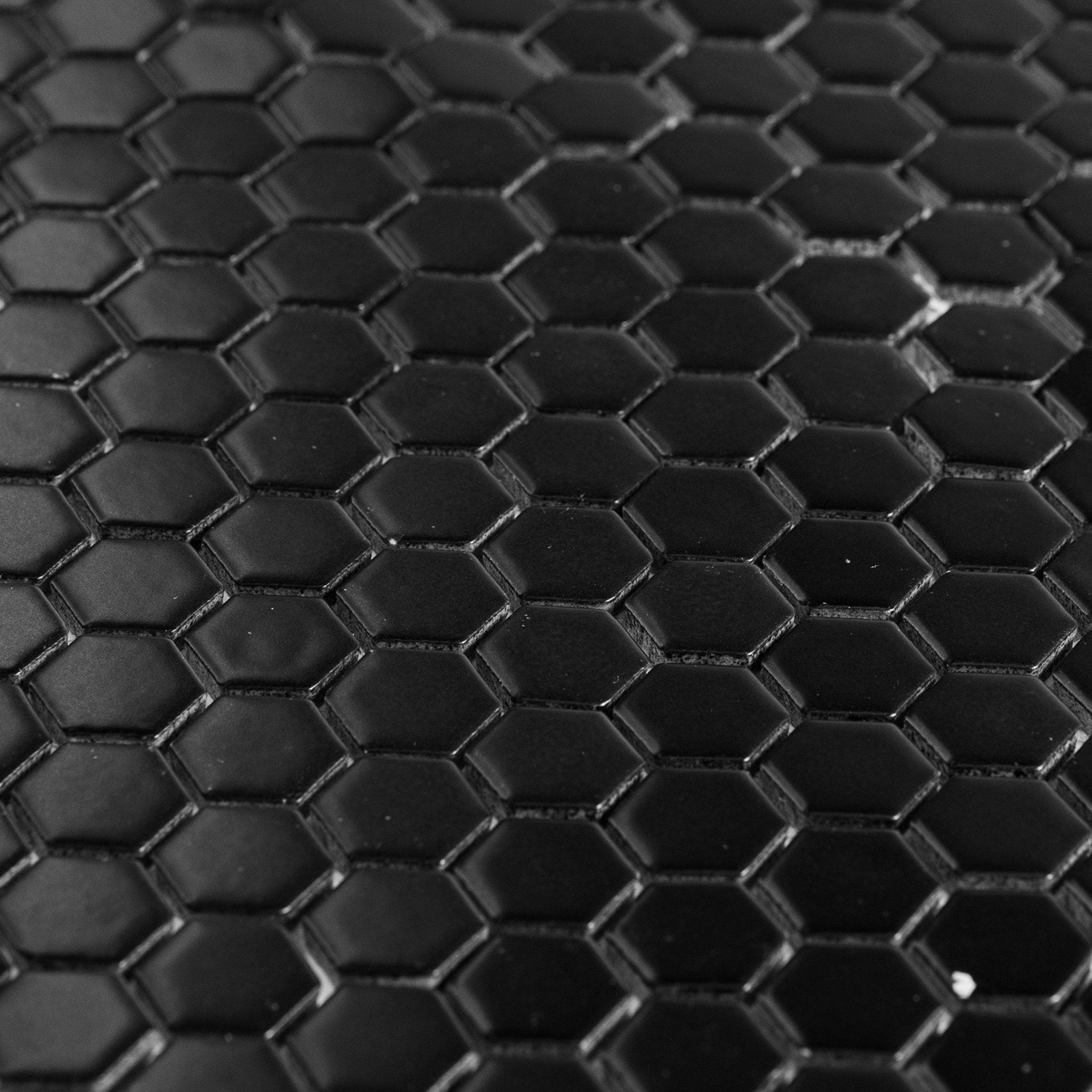 Metro Hex Black Matte Porcelain Mosaic Tile - Cemento Collection