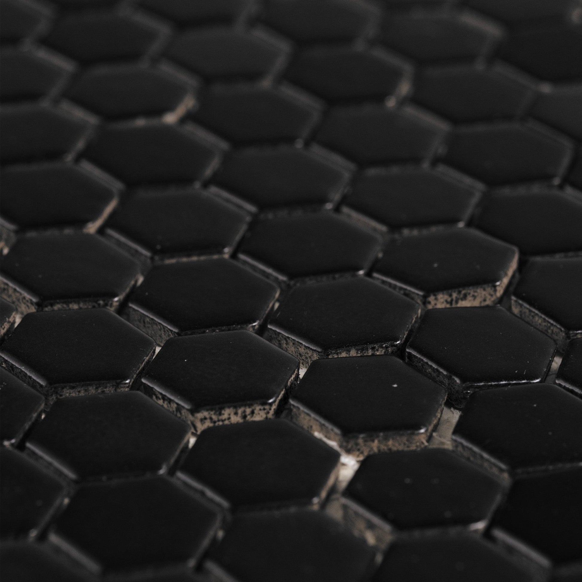 Metro Hex Black Matte Porcelain Mosaic Tile - Cemento Collection