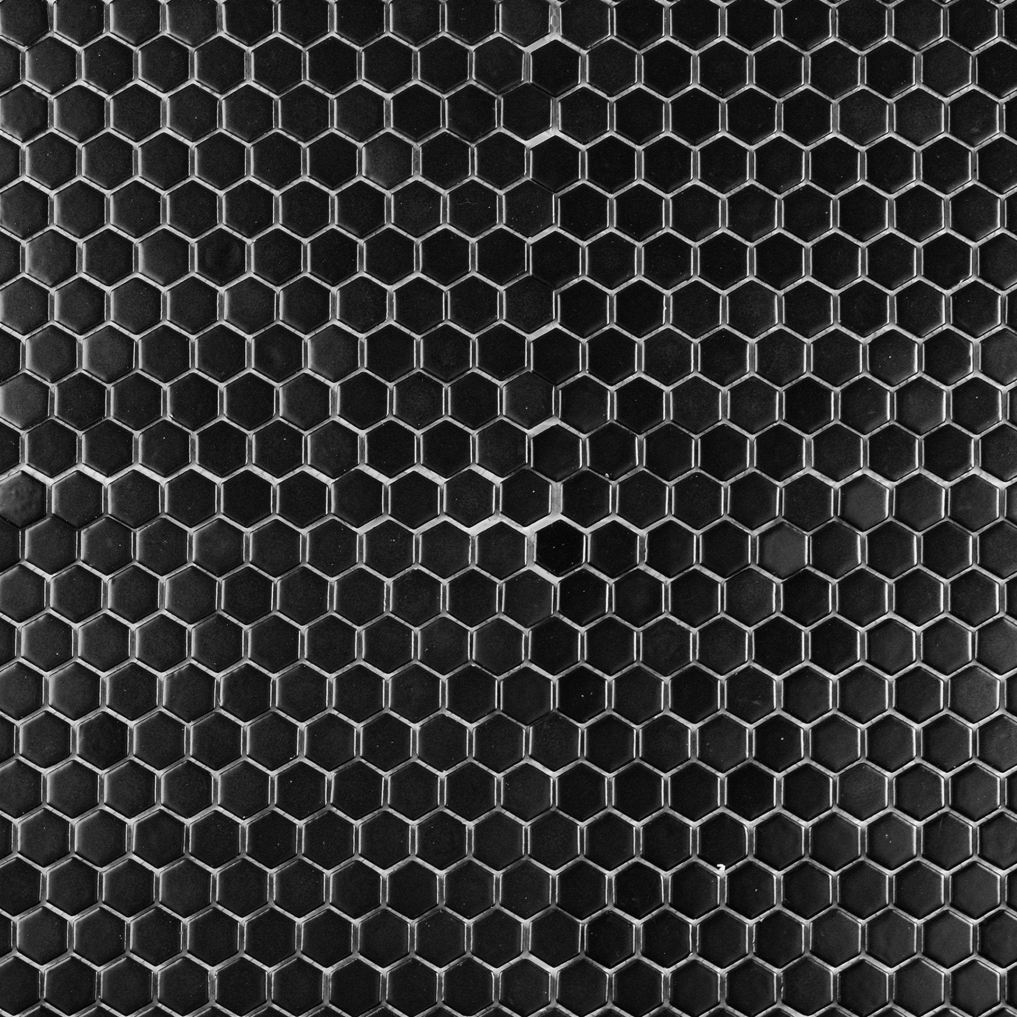 Metro Hex Black Matte Porcelain Mosaic Tile - Cemento Collection