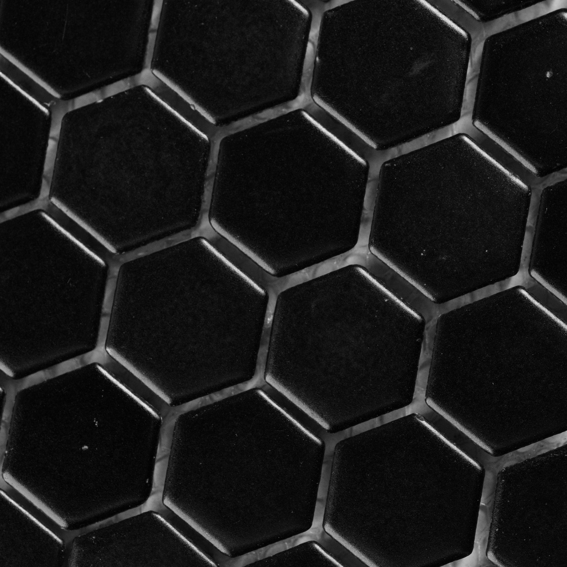 Metro Hex Black Matte Porcelain Mosaic Tile - Cemento Collection
