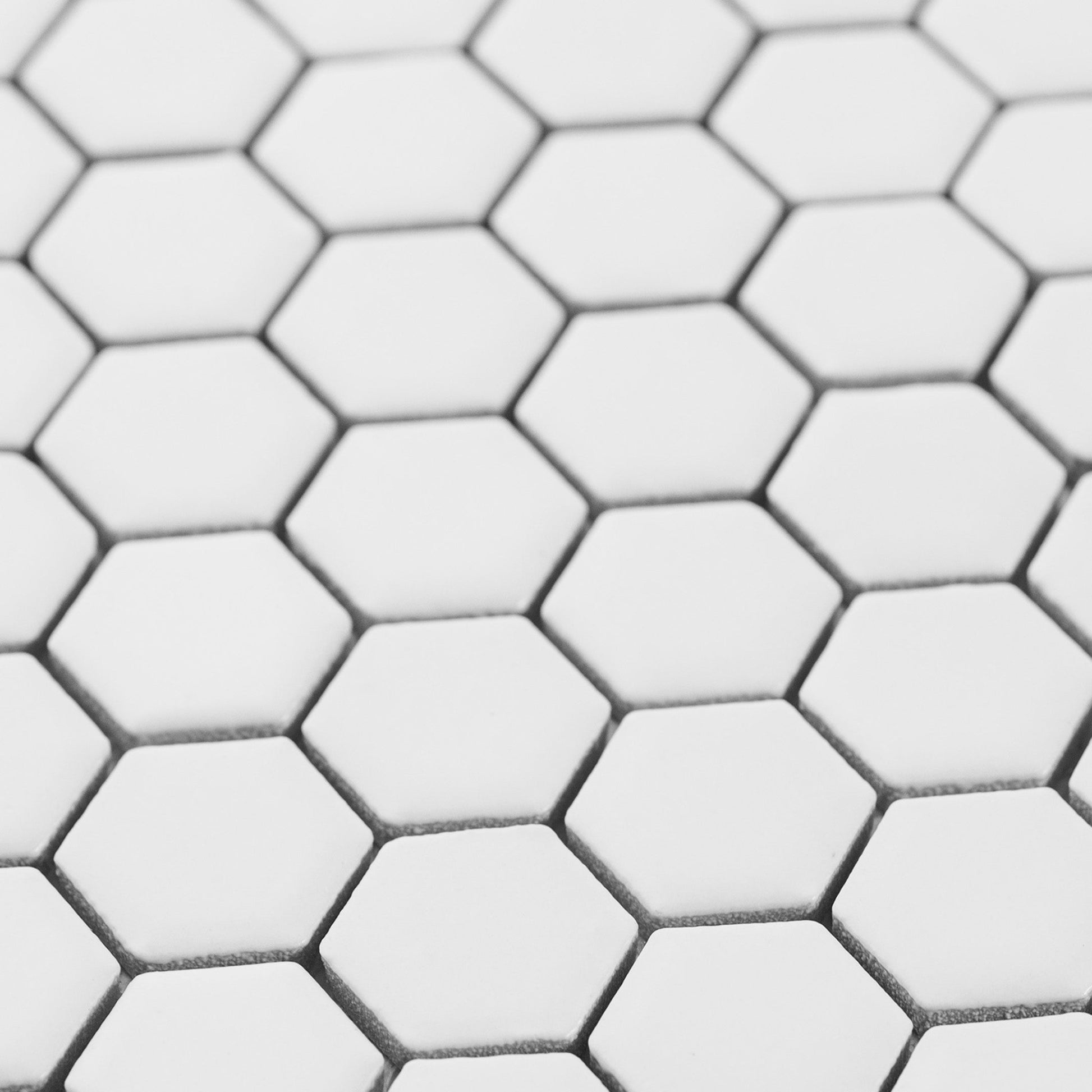 Metro Hex White Matte Porcelain Mosaic Tile - Cemento Collection