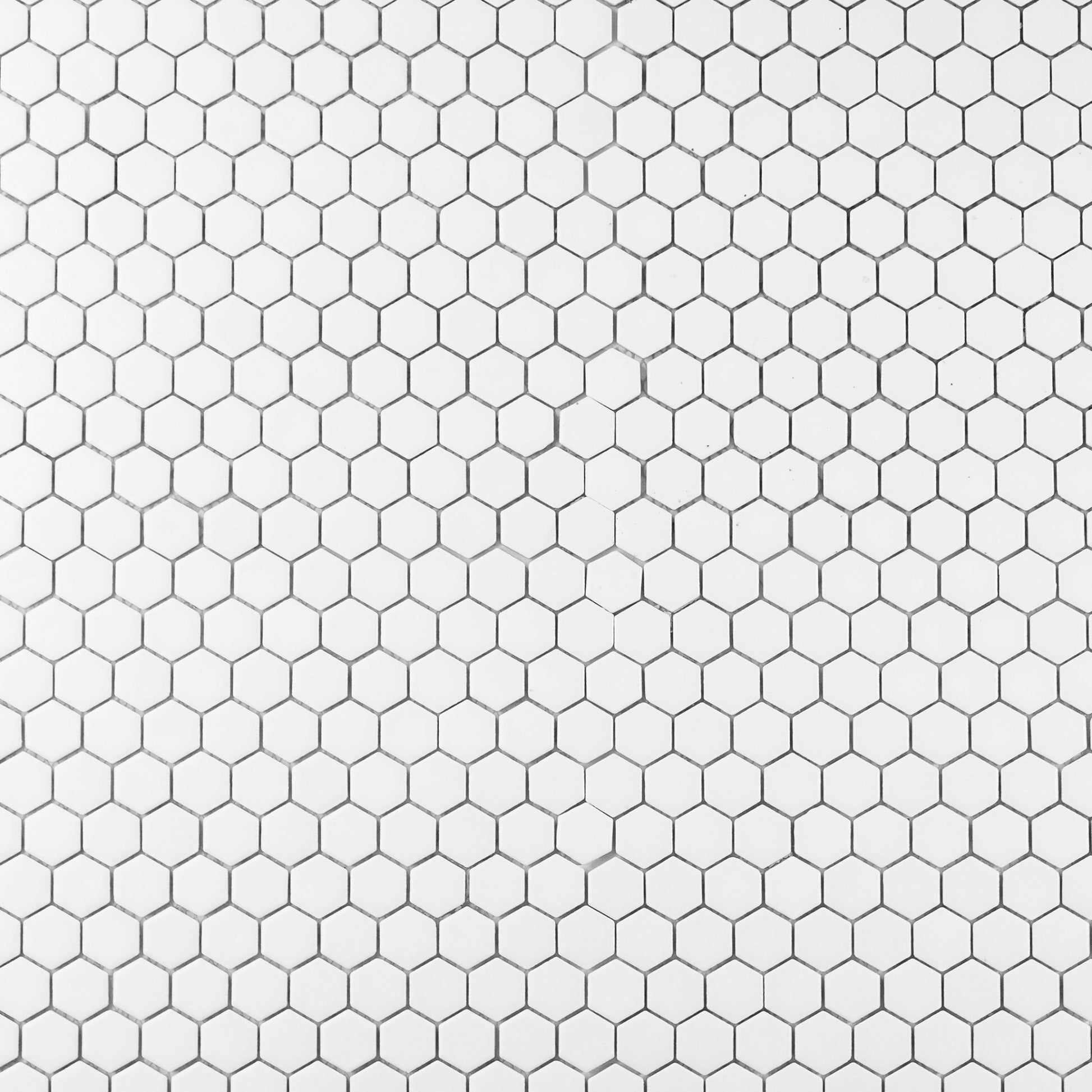 Metro Hex White Matte Porcelain Mosaic Tile - Cemento Collection