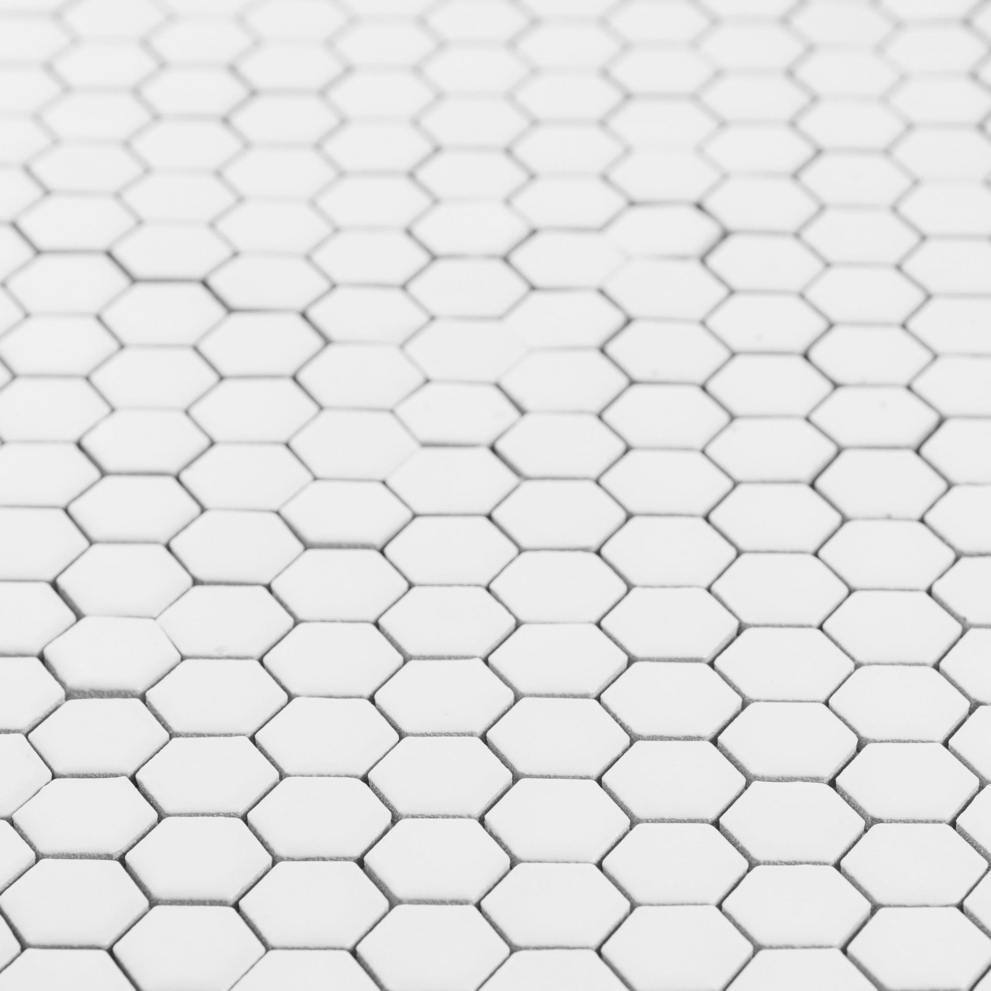 Metro Hex White Matte Porcelain Mosaic Tile - Cemento Collection