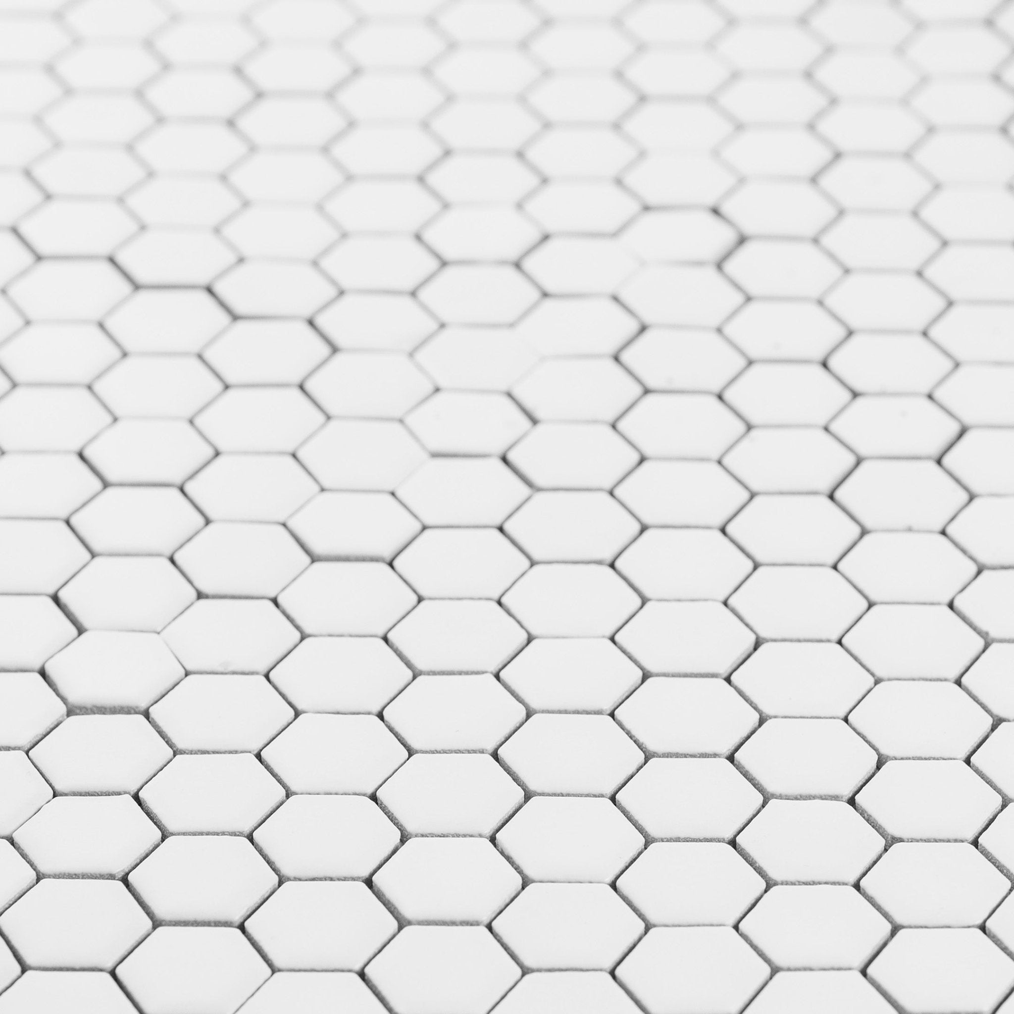 Metro Hex White Matte Porcelain Mosaic Tile - Cemento Collection