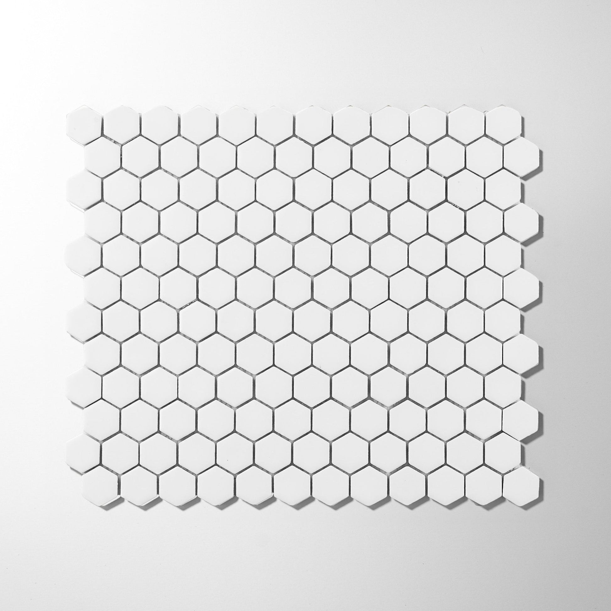 Metro Hex White Matte Porcelain Mosaic Tile - Cemento Collection