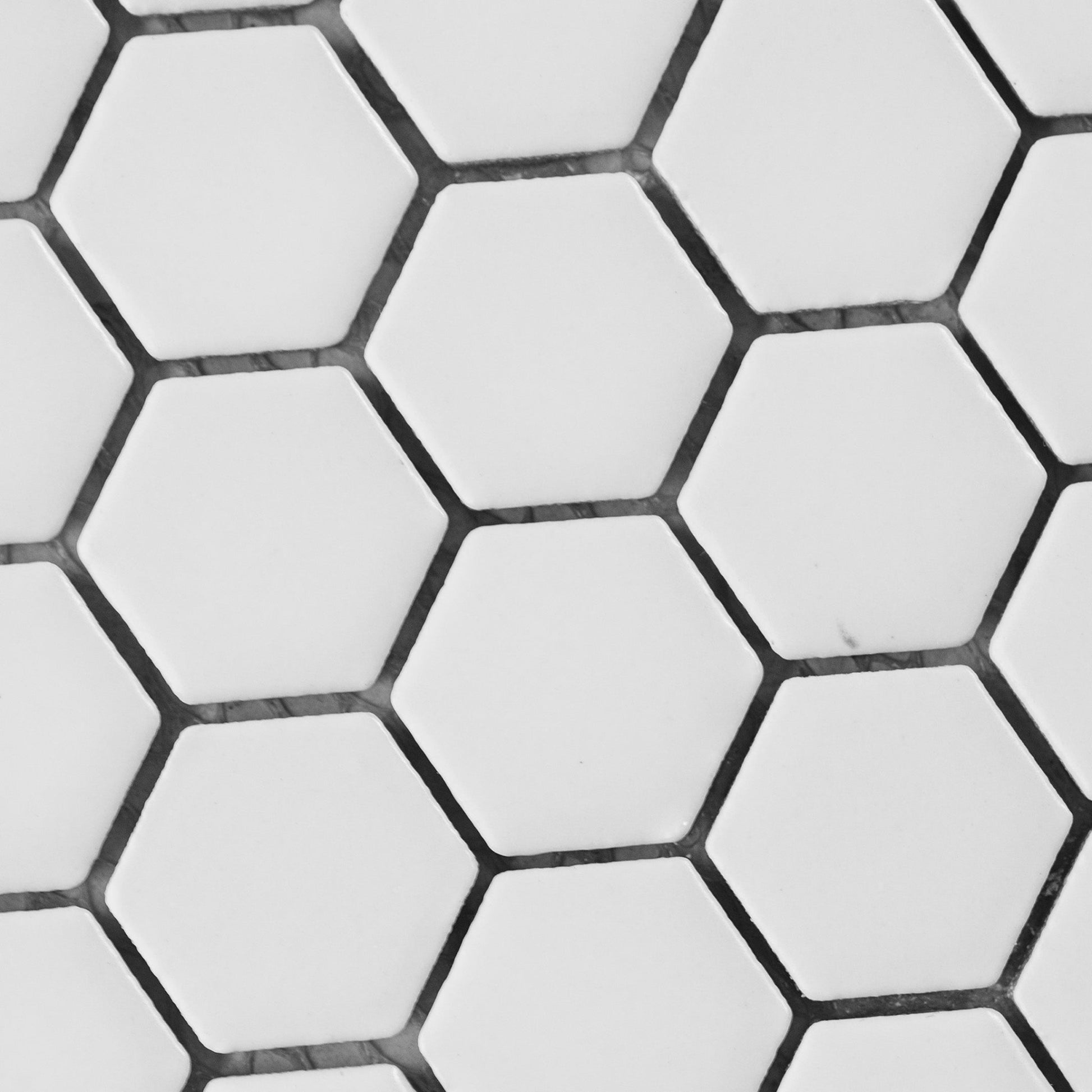 Metro Hex White Matte Porcelain Mosaic Tile - Cemento Collection