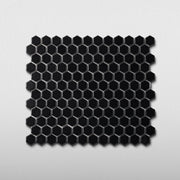 Midnight Black 1" Hexagon Matte Porcelain Mosaic Tile - Cemento Collection