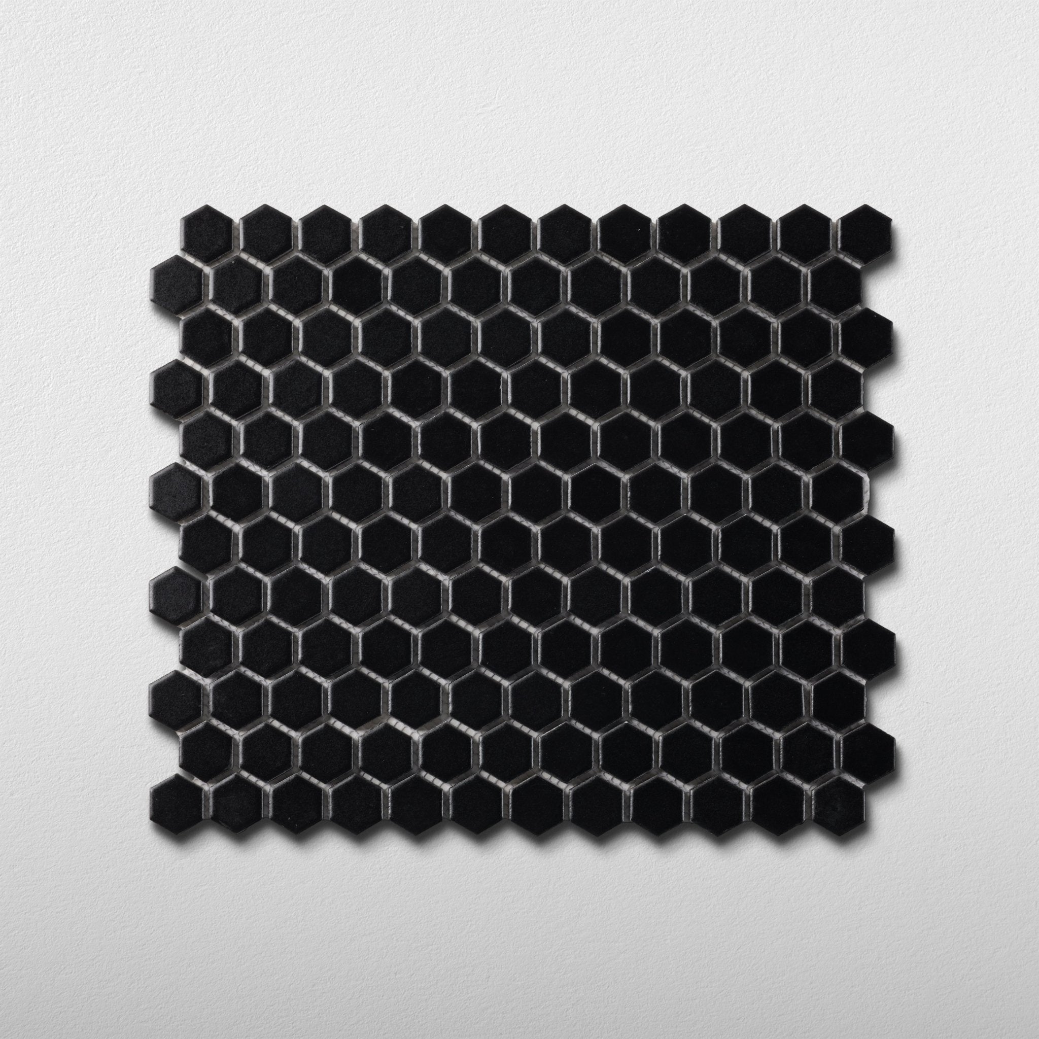 Midnight Black 1" Hexagon Matte Porcelain Mosaic Tile - Cemento Collection