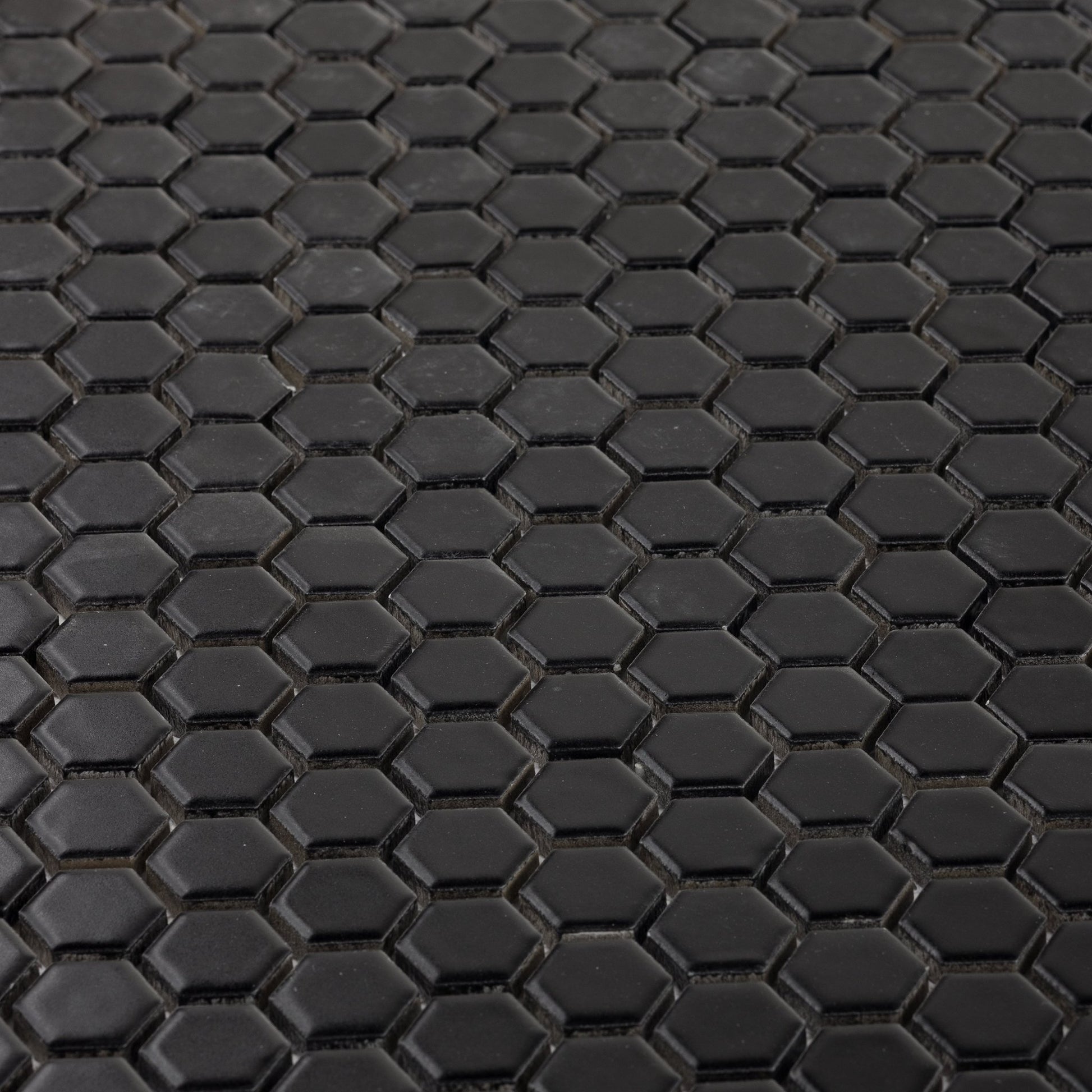 Midnight Black 1" Hexagon Matte Porcelain Mosaic Tile - Cemento Collection