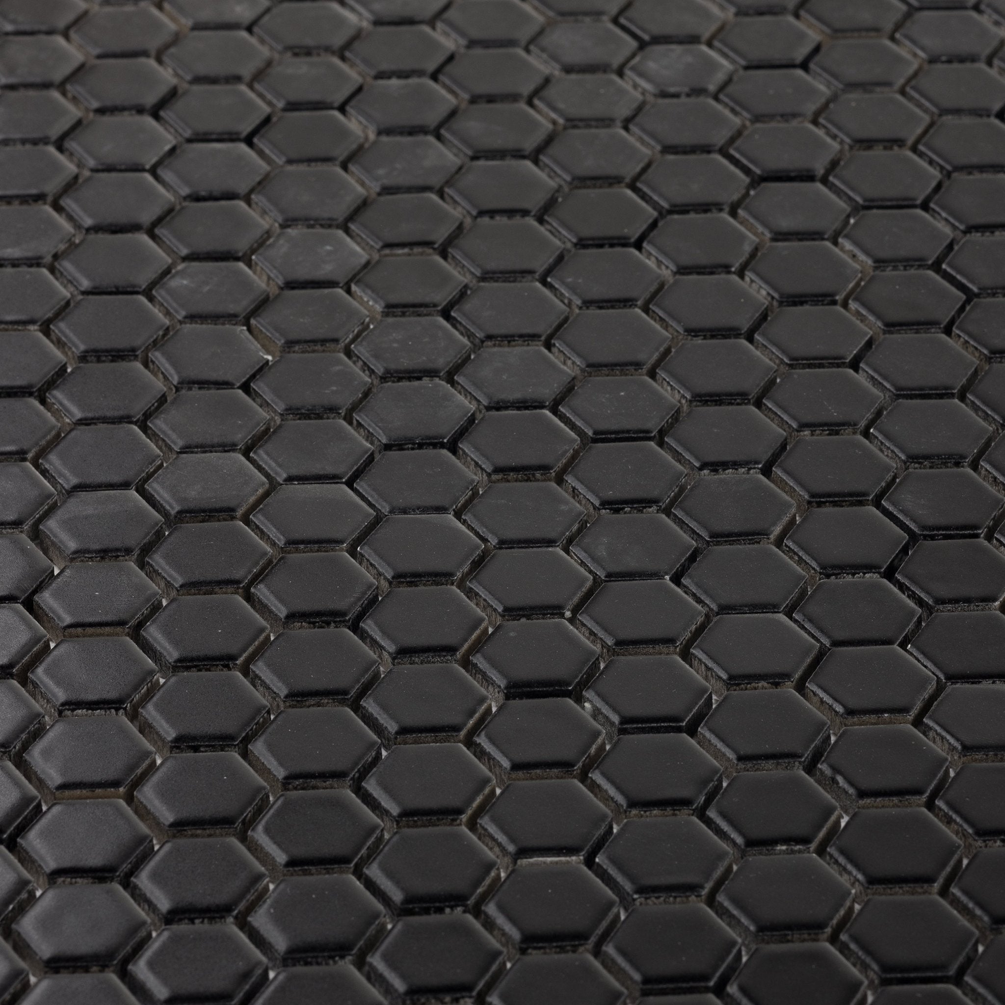 Midnight Black 1" Hexagon Matte Porcelain Mosaic Tile - Cemento Collection