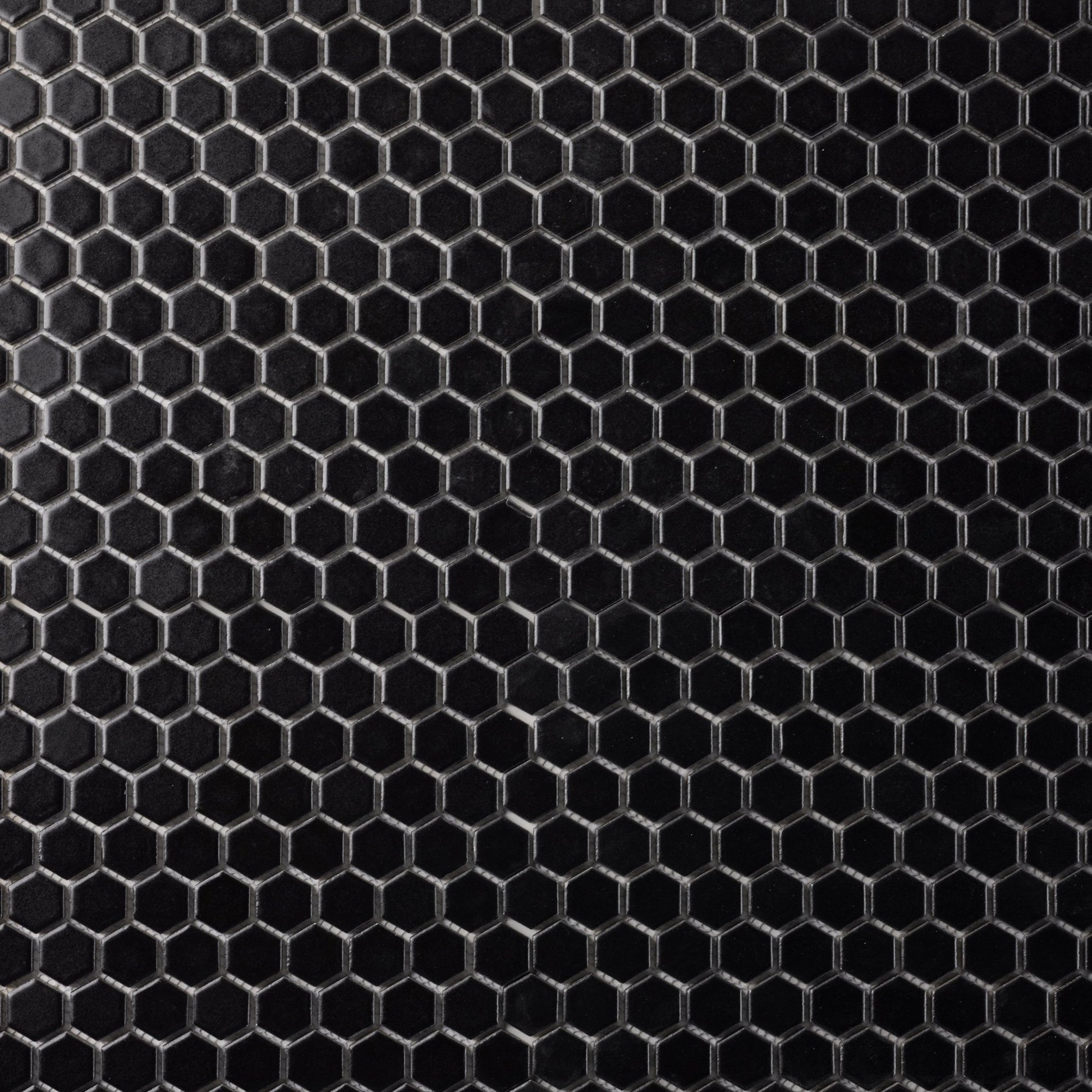 Midnight Black 1" Hexagon Matte Porcelain Mosaic Tile - Cemento Collection