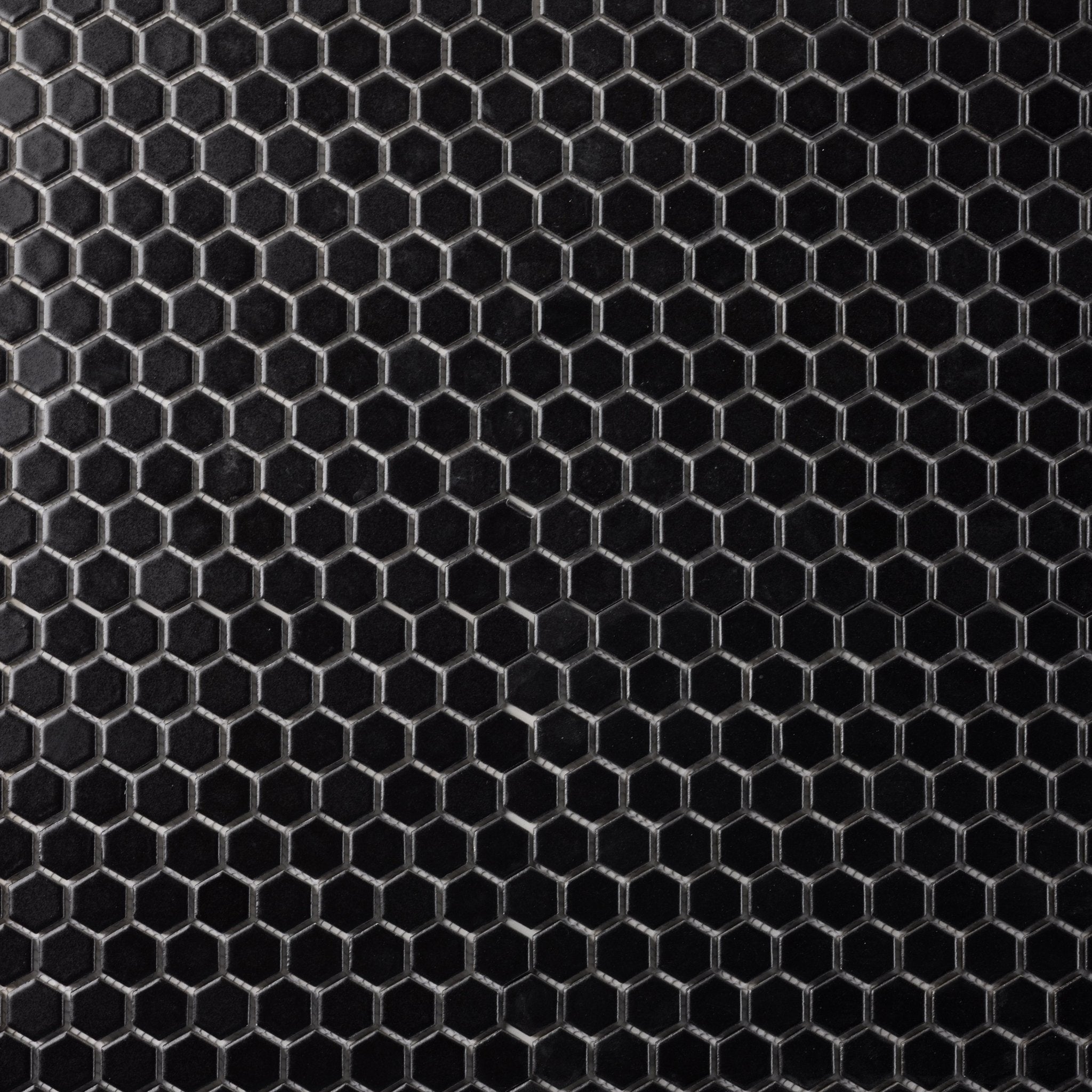 Midnight Black 1" Hexagon Matte Porcelain Mosaic Tile - Cemento Collection