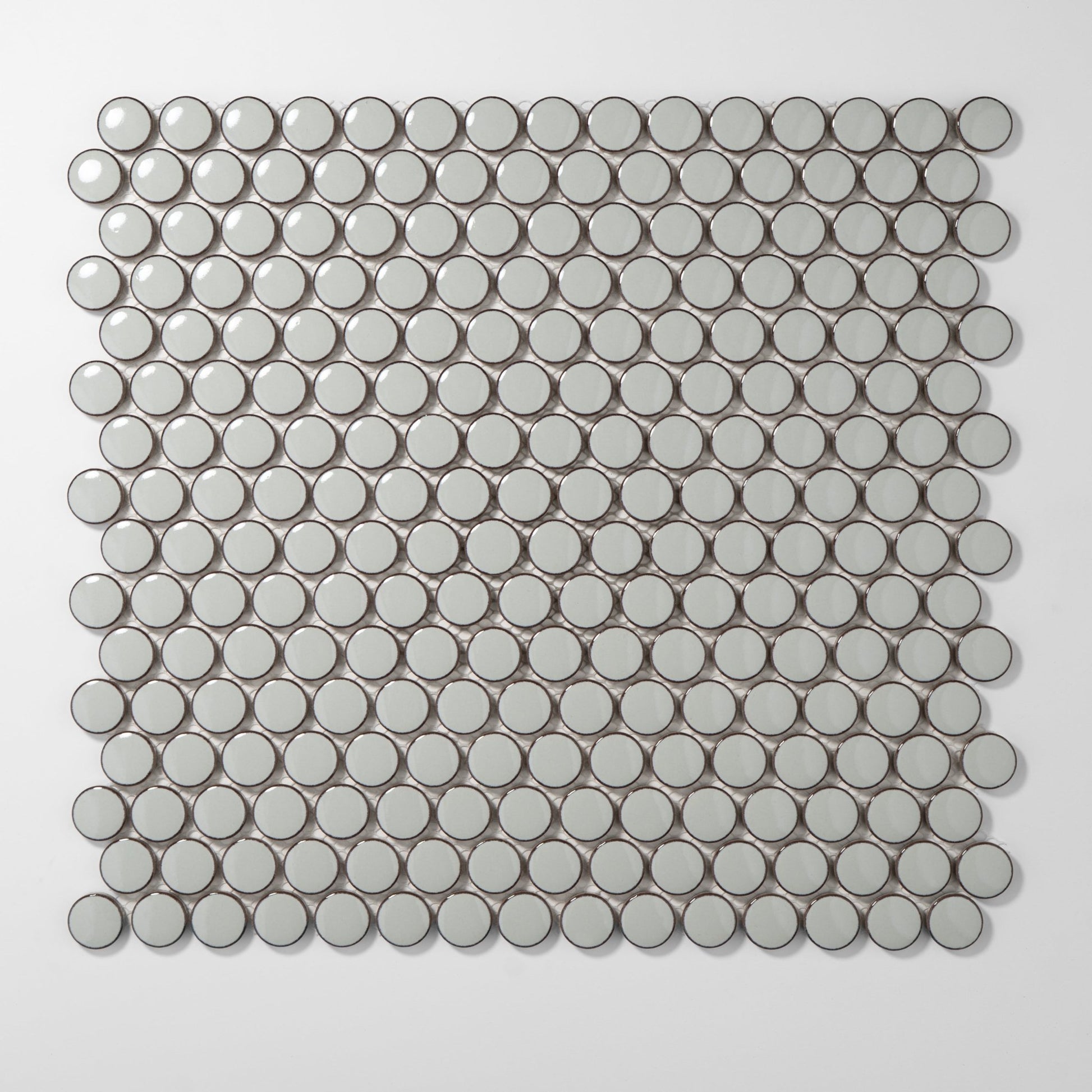 Misty Green Glossy Penny Round Mosaic Tile - Cemento Collection