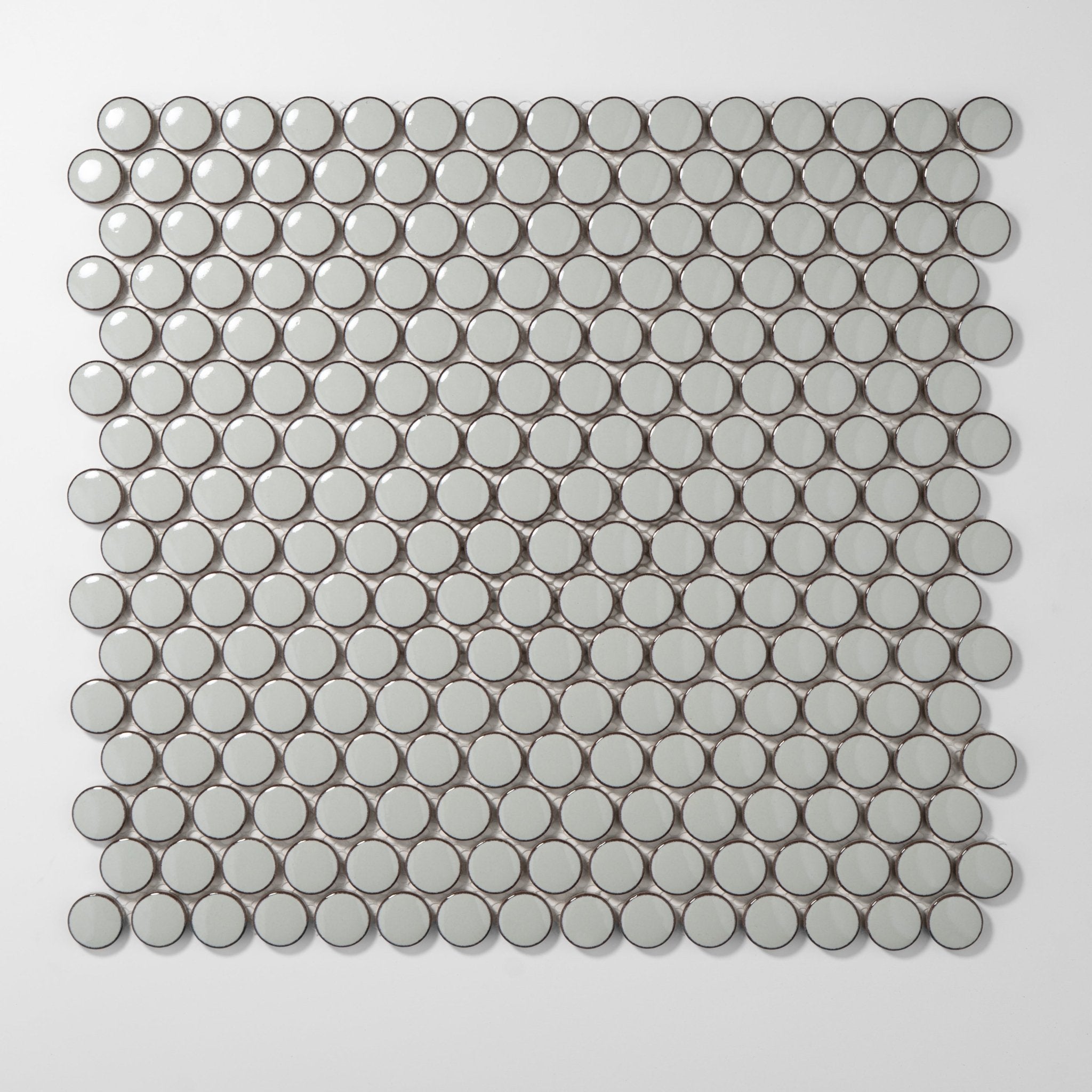 Misty Green Glossy Penny Round Mosaic Tile - Cemento Collection