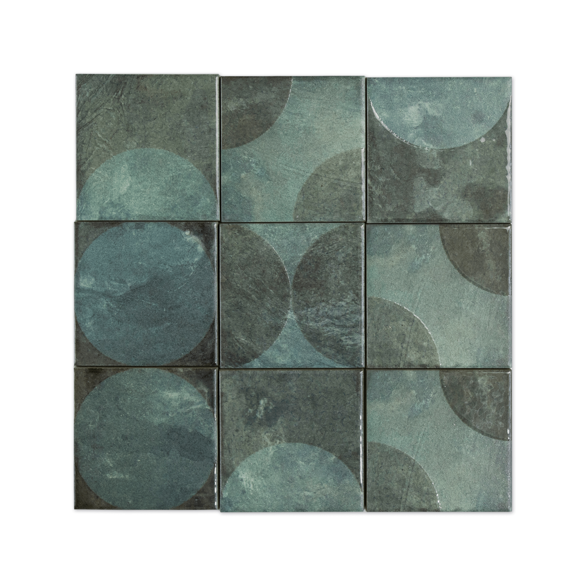 Moonlit Circular Agate Green Porcelain Tile - Cemento Collection