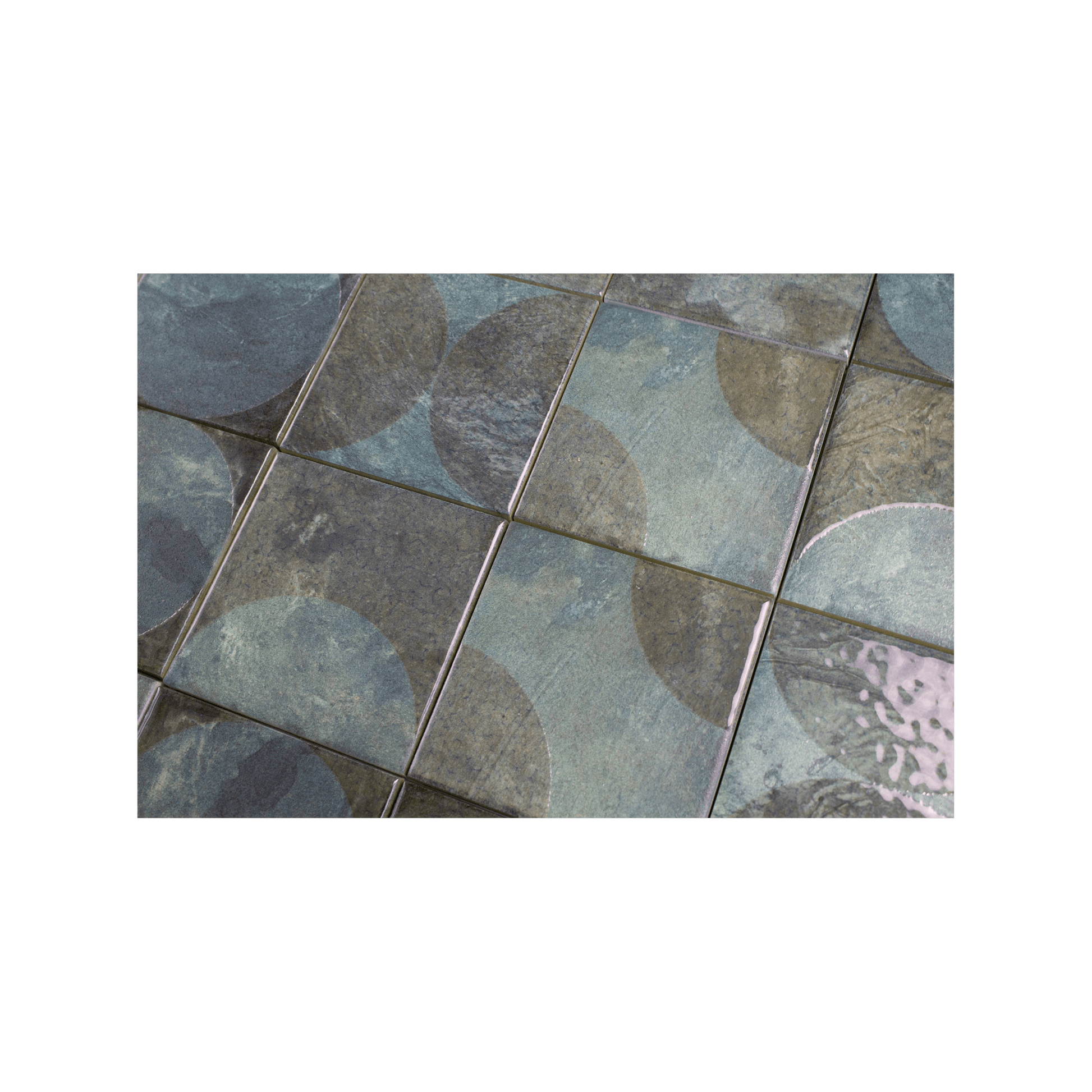 Moonlit Circular Agate Green Porcelain Tile - Cemento Collection
