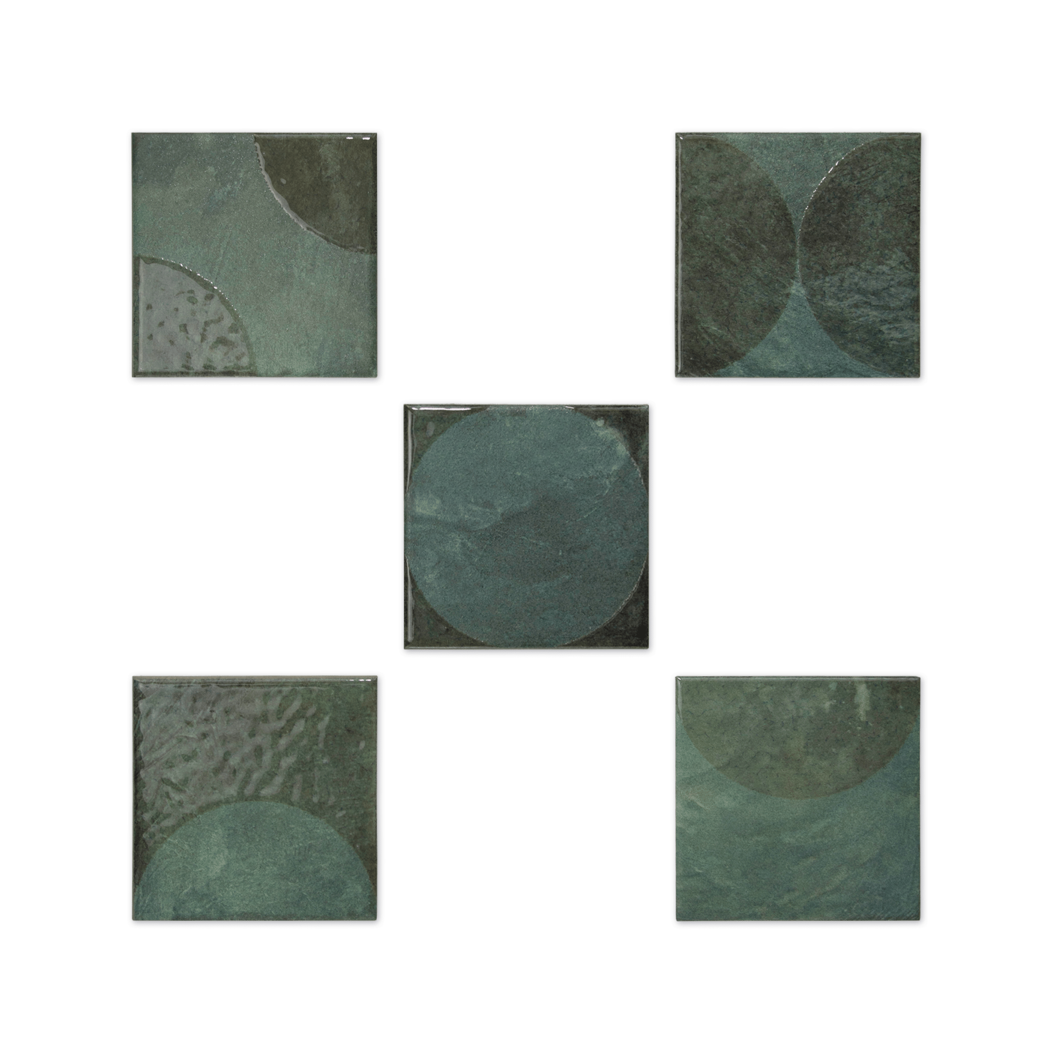 Moonlit Circular Agate Green Porcelain Tile - Cemento Collection