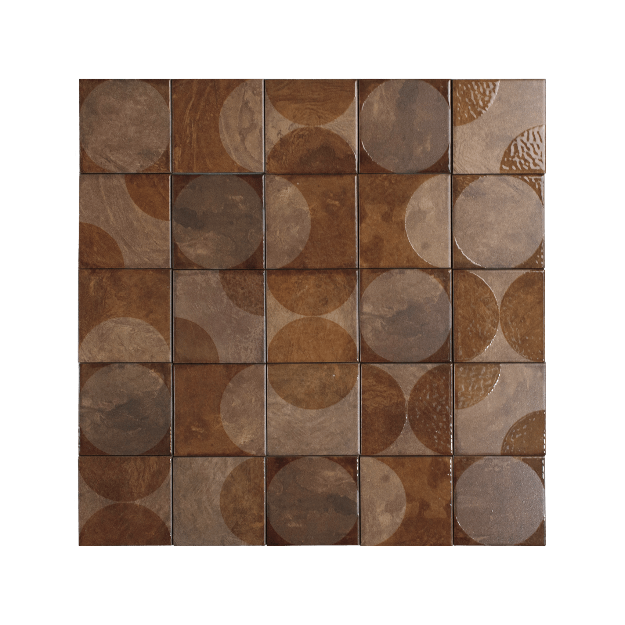 Moonlit Circular Copper Porcelain Tile - Cemento Collection