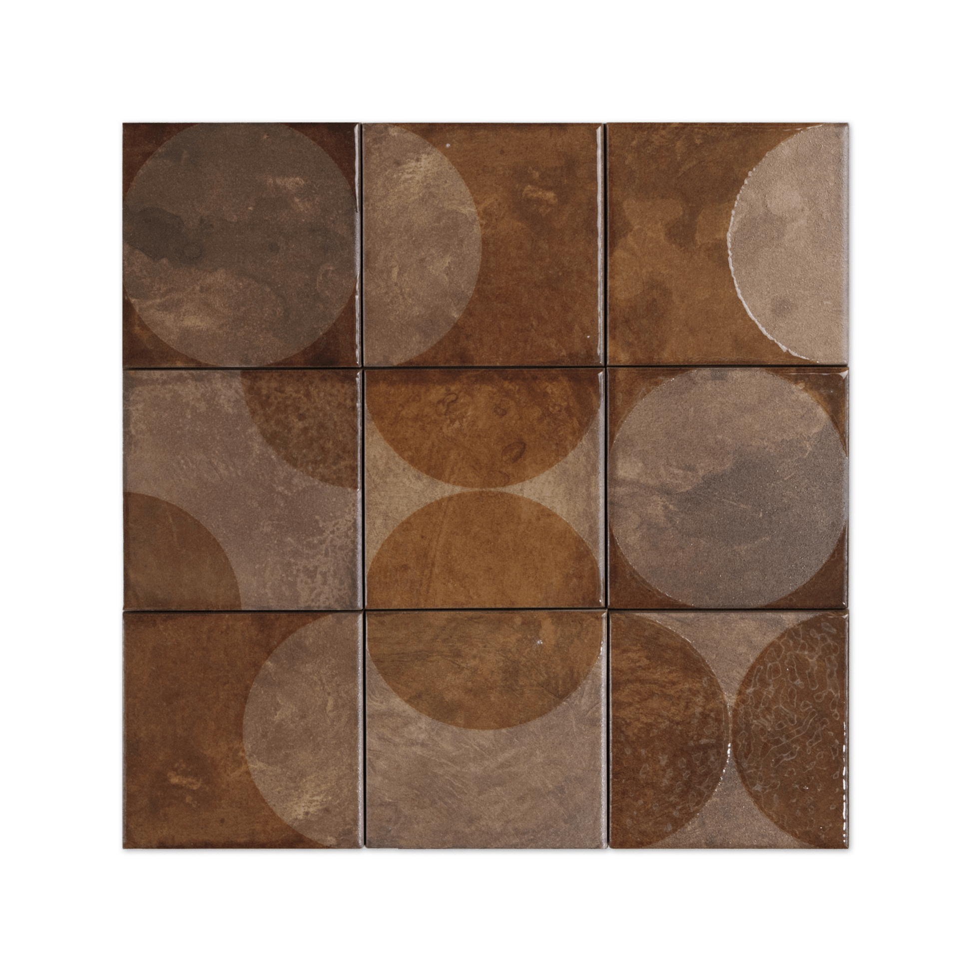 Moonlit Circular Copper Porcelain Tile - Cemento Collection