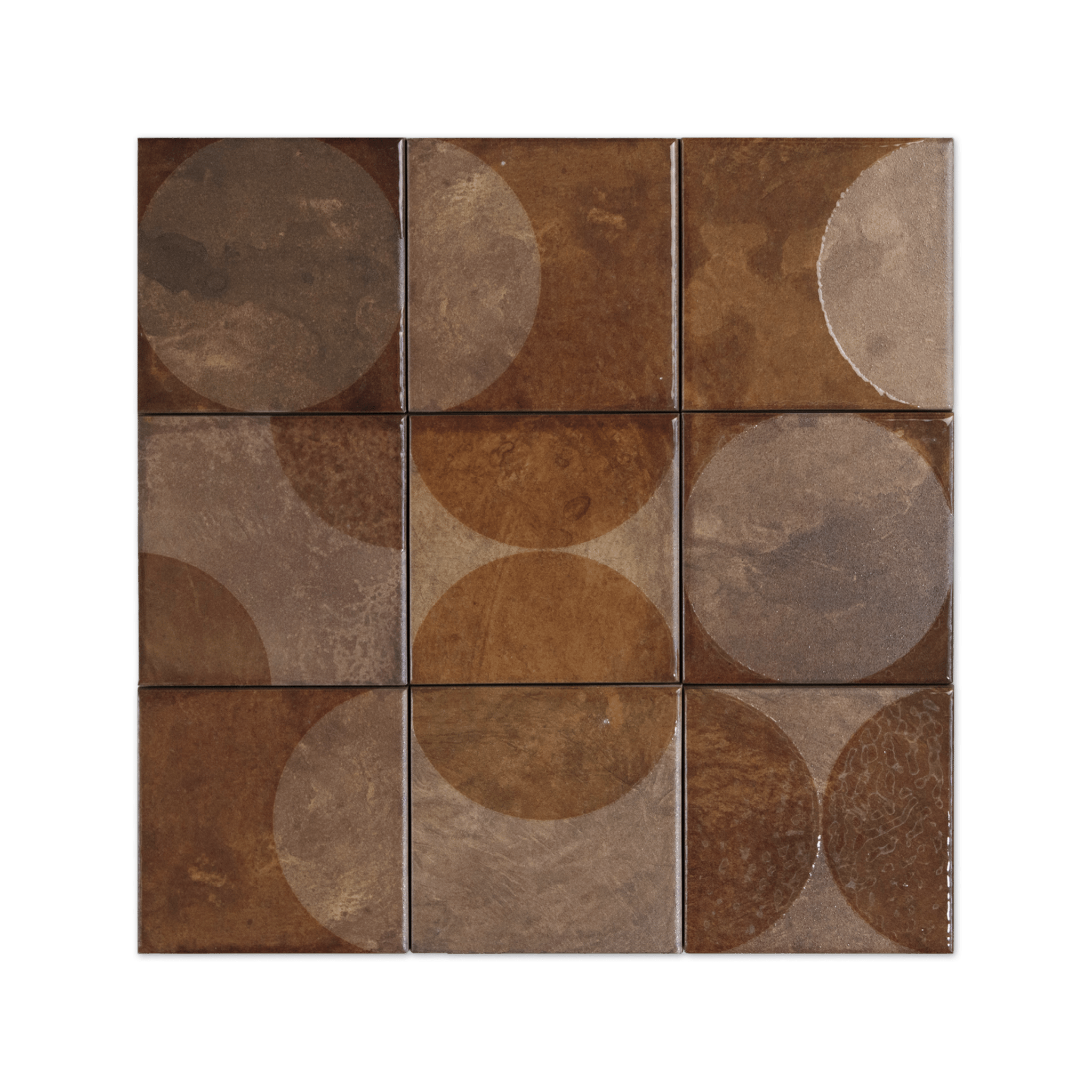 Moonlit Circular Copper Porcelain Tile - Cemento Collection