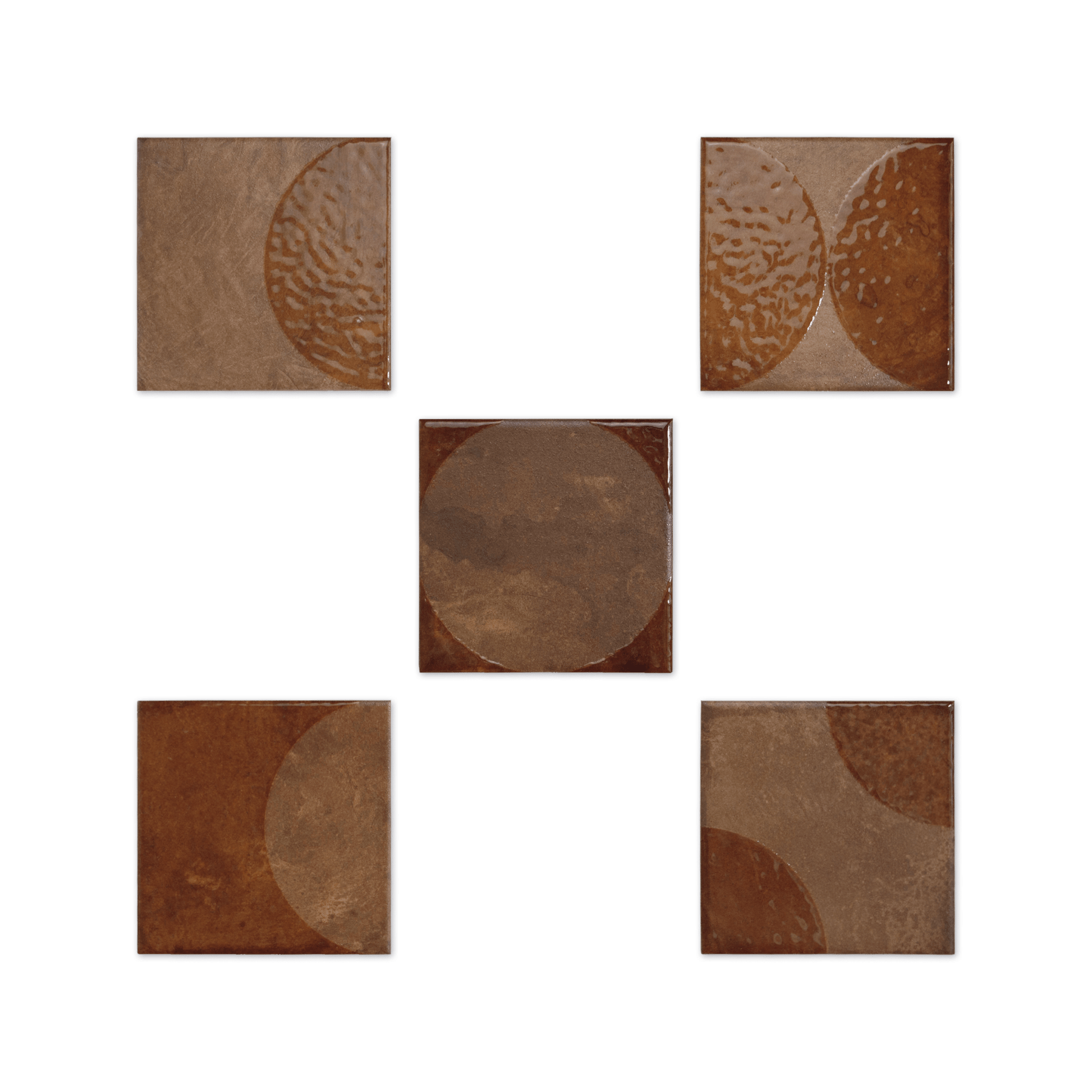 Moonlit Circular Copper Porcelain Tile - Cemento Collection