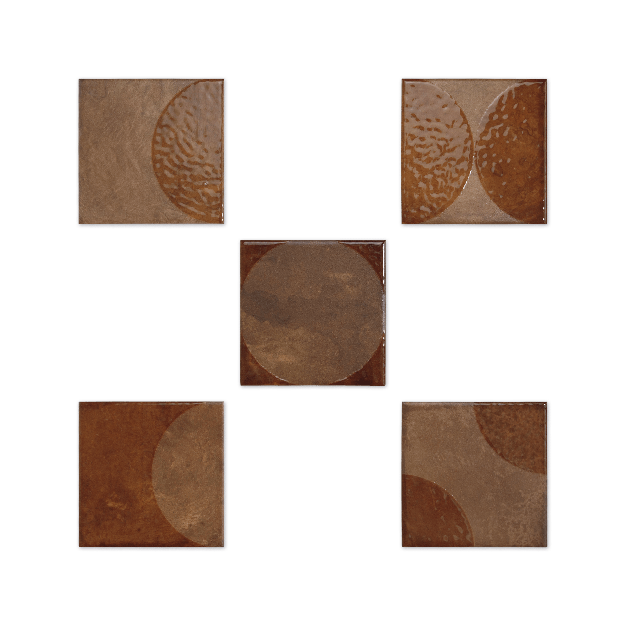 Moonlit Circular Copper Porcelain Tile - Cemento Collection