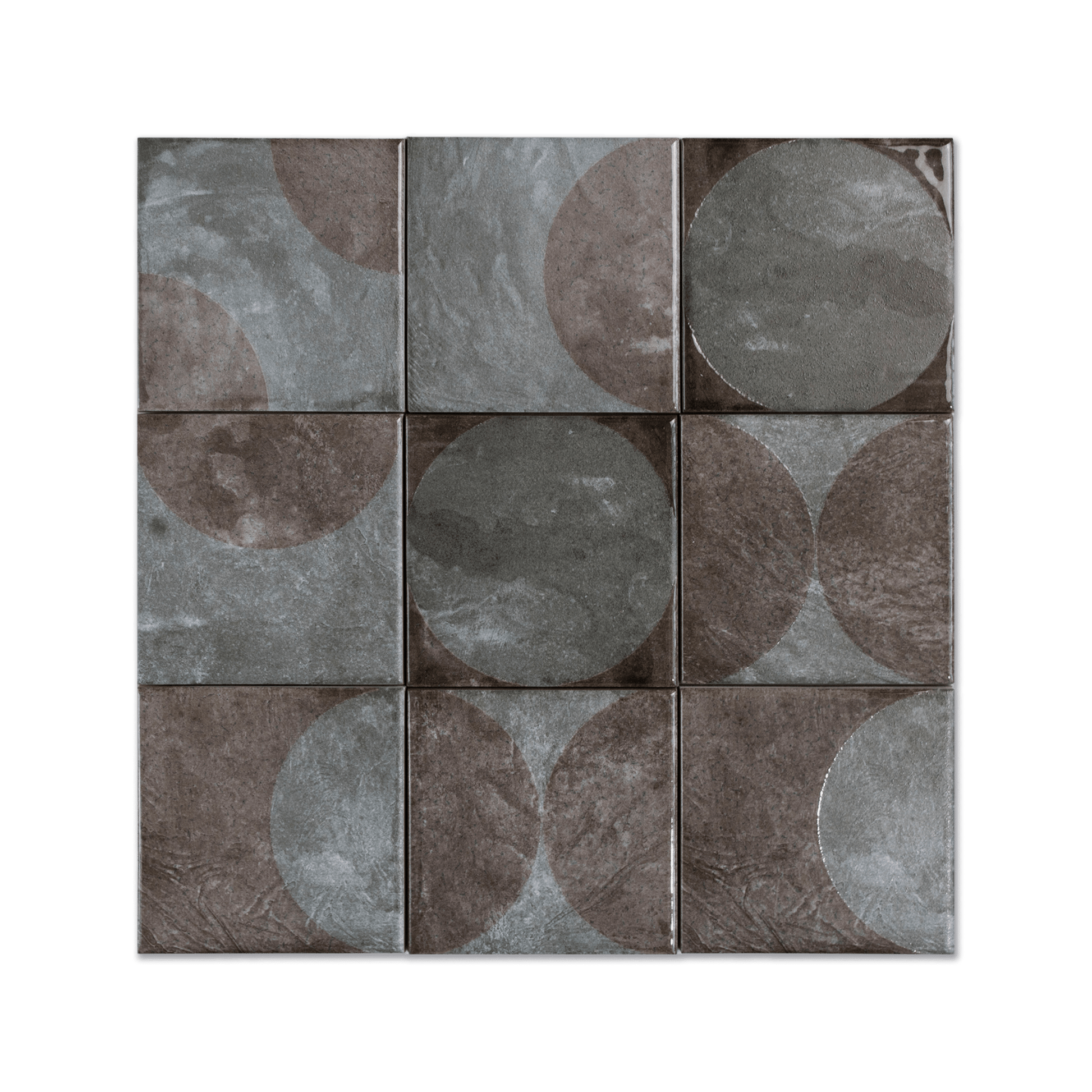 Moonlit Circular Silver Grey Porcelain Tile - Cemento Collection