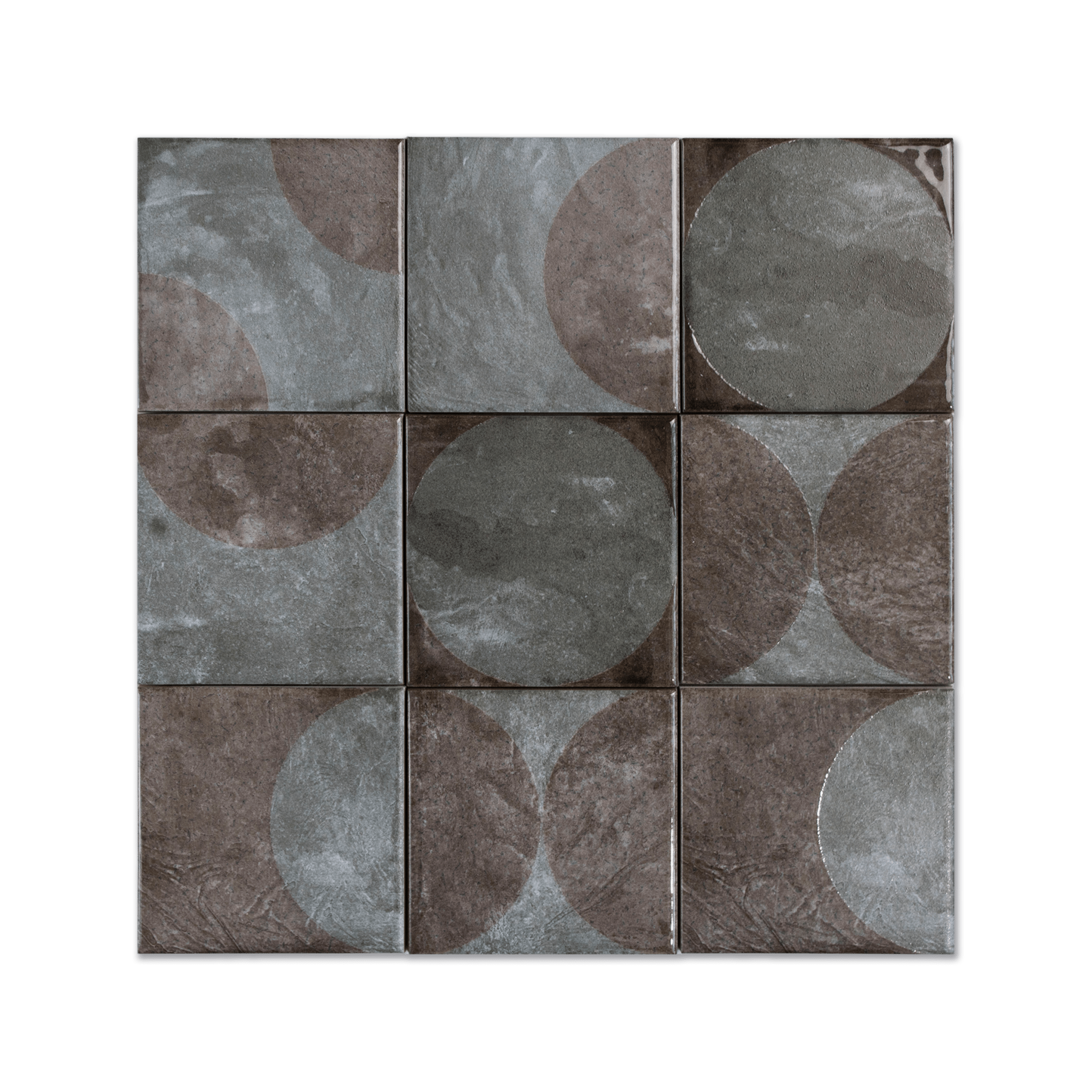 Moonlit Circular Silver Grey Porcelain Tile - Cemento Collection