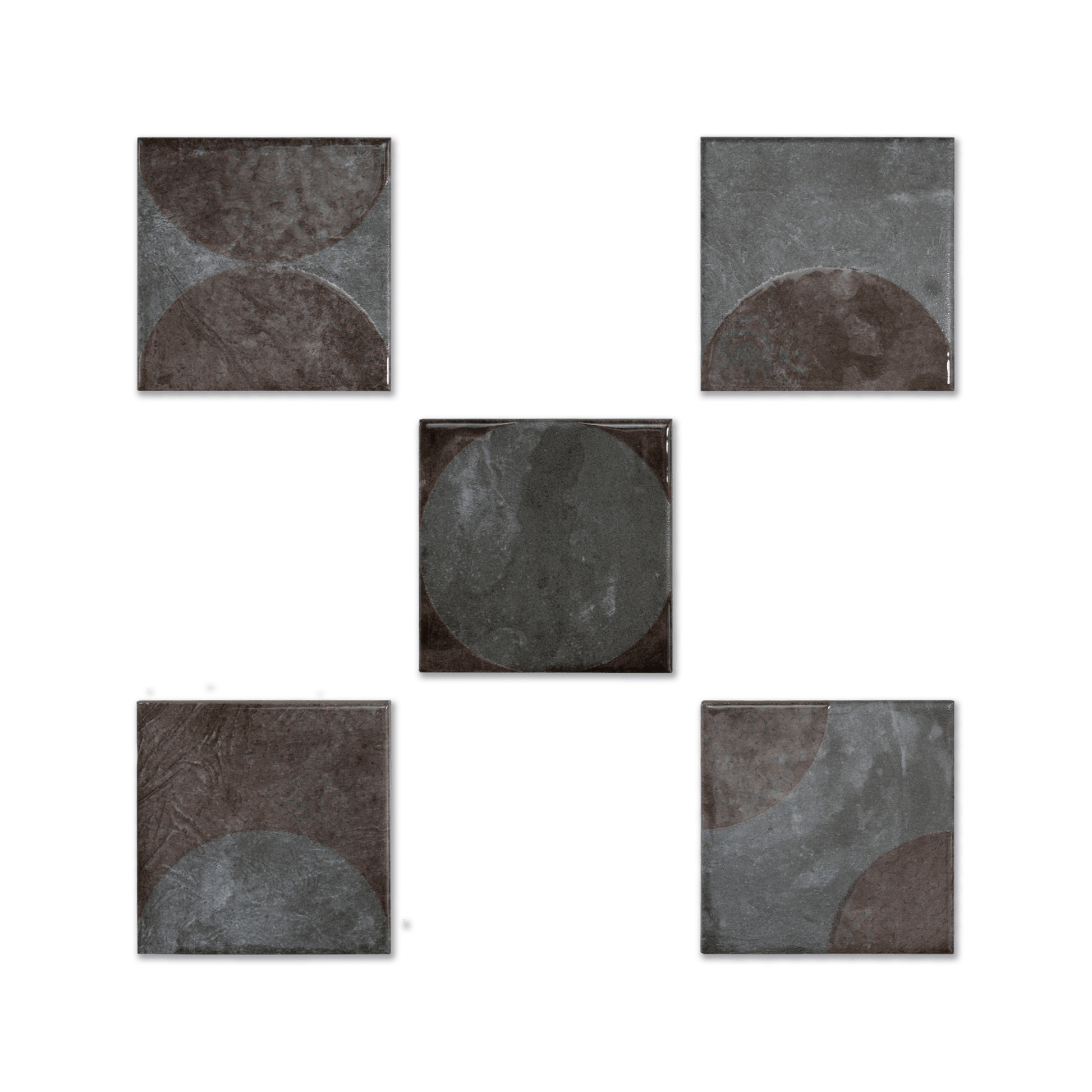 Moonlit Circular Silver Grey Porcelain Tile - Cemento Collection