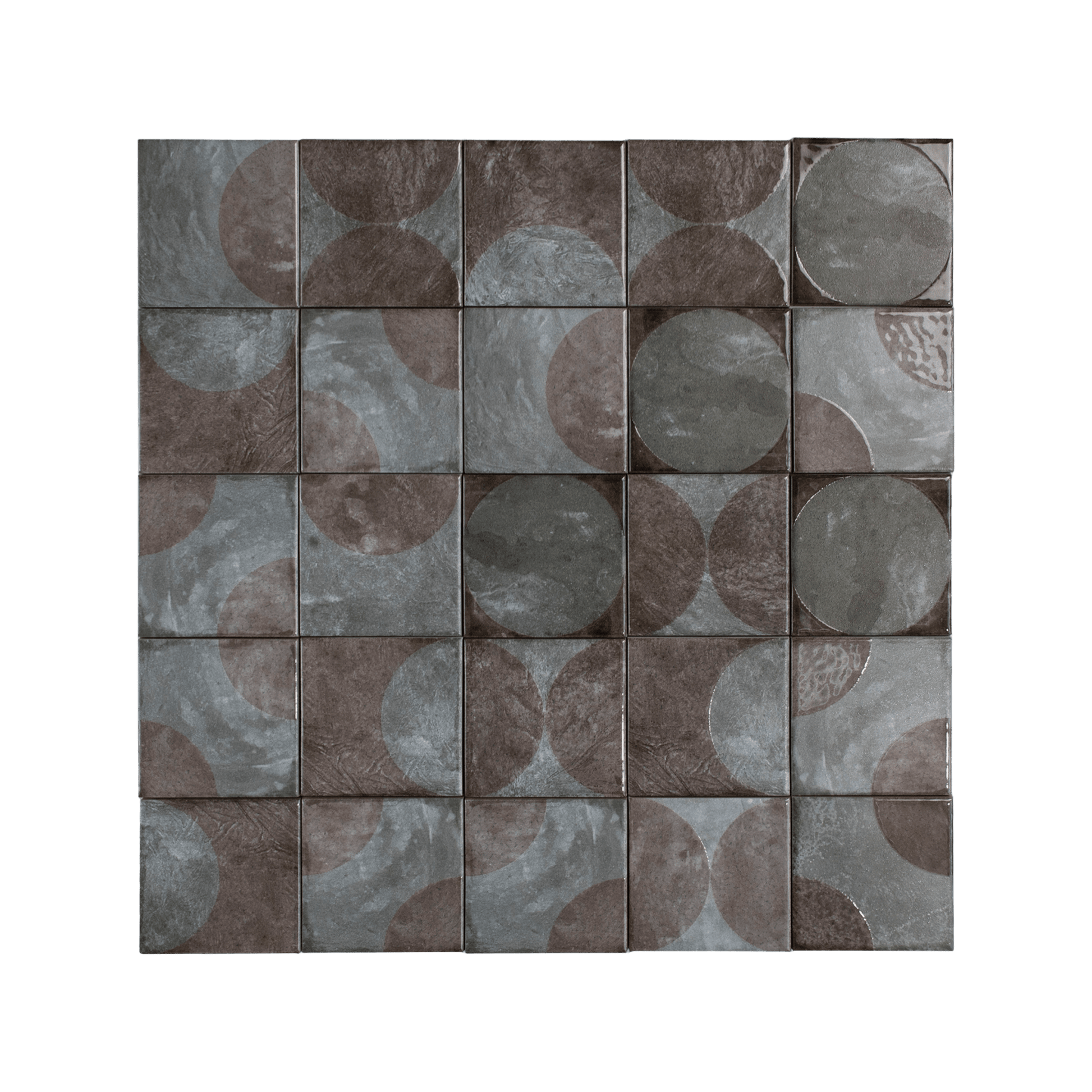 Moonlit Circular Silver Grey Porcelain Tile - Cemento Collection