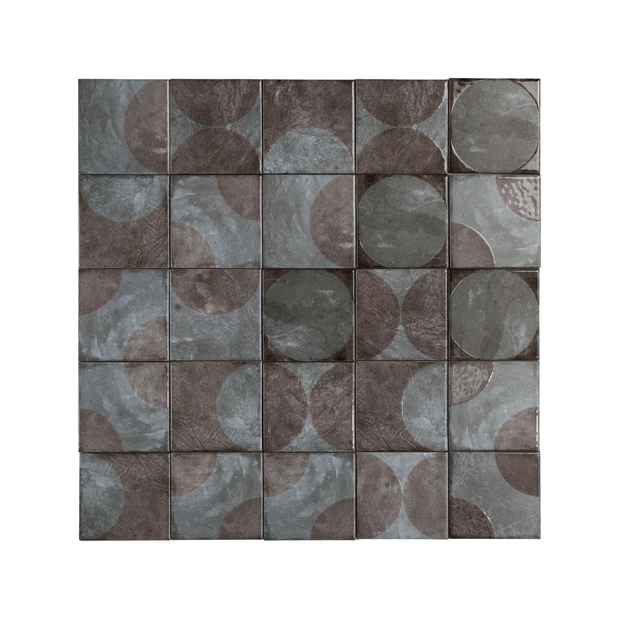Moonlit Circular Silver Grey Porcelain Tile - Cemento Collection