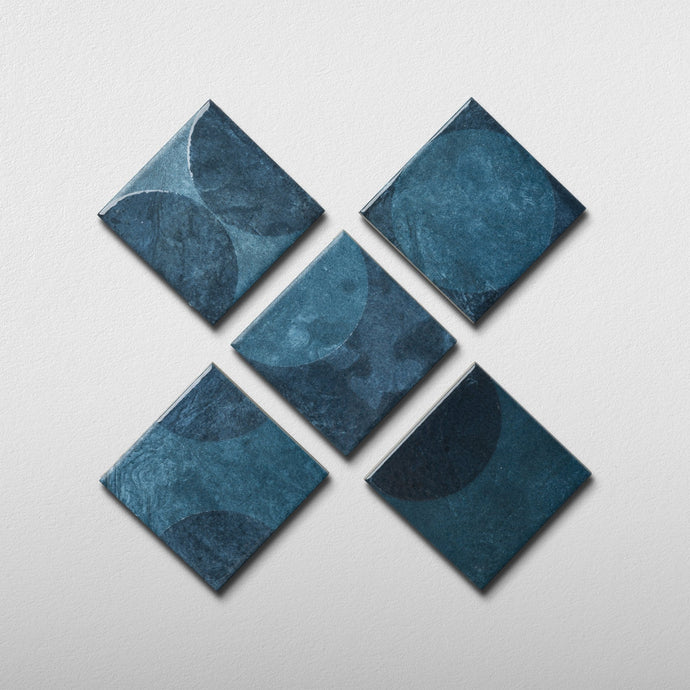 Moonlit Circular Tide Blue Porcelain Tile | Cemento Collection ...