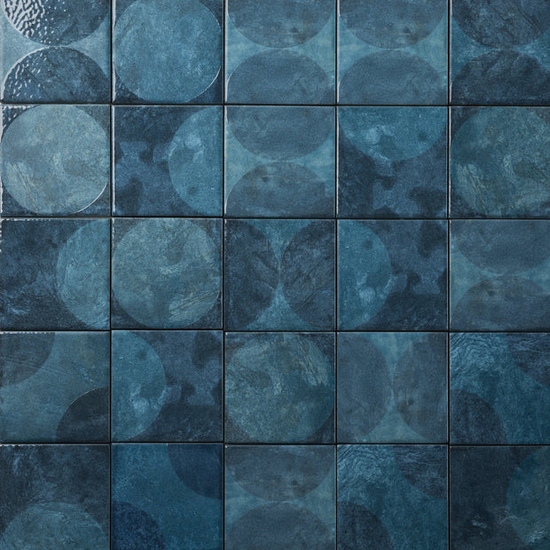 Moonlit Circular Tide Blue Porcelain Tile | Cemento Collection ...