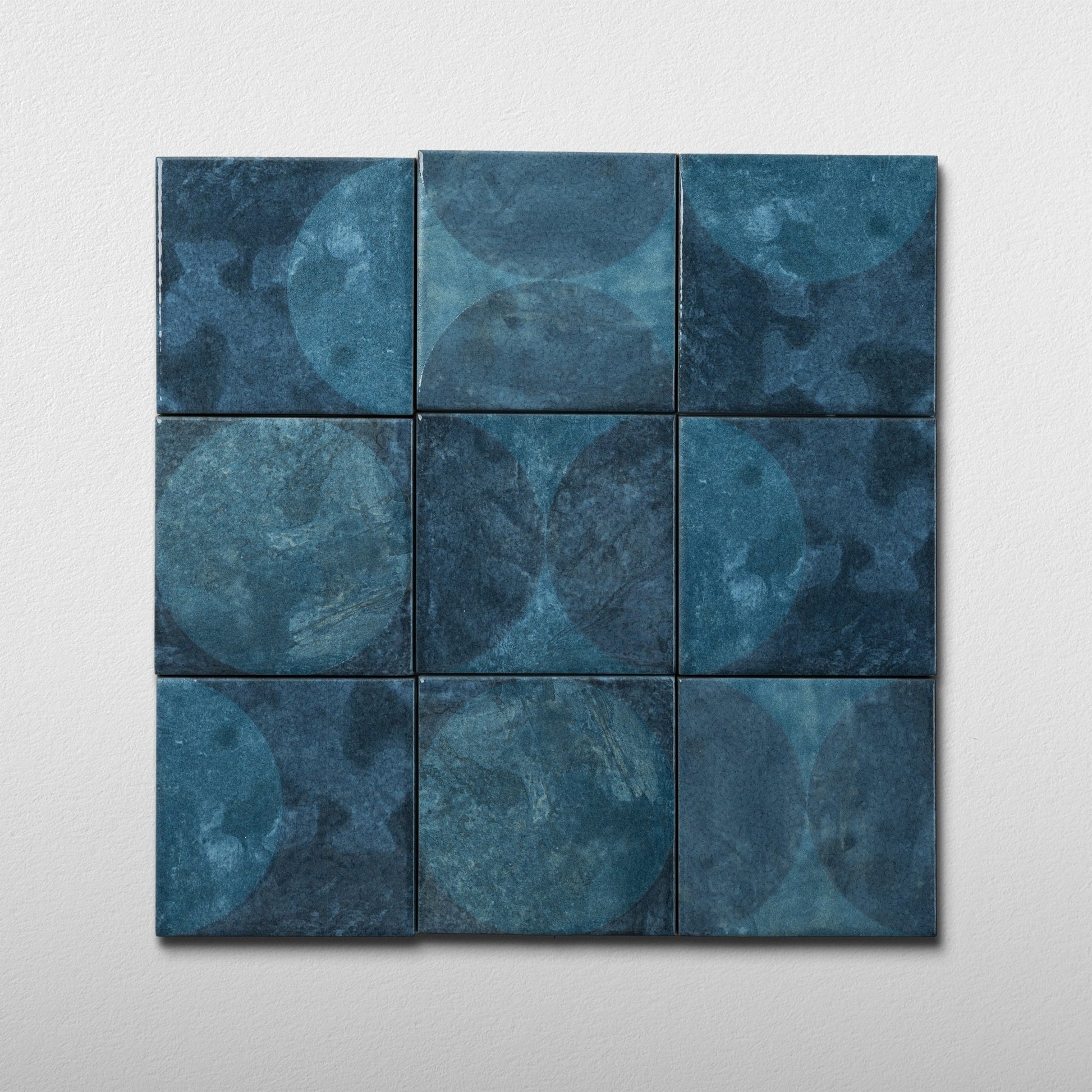 Moonlit Circular Tide Blue Porcelain Tile