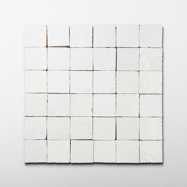 Moroccan Zellige 2x2 Snow White Mosaic Panel | Cemento Collection
