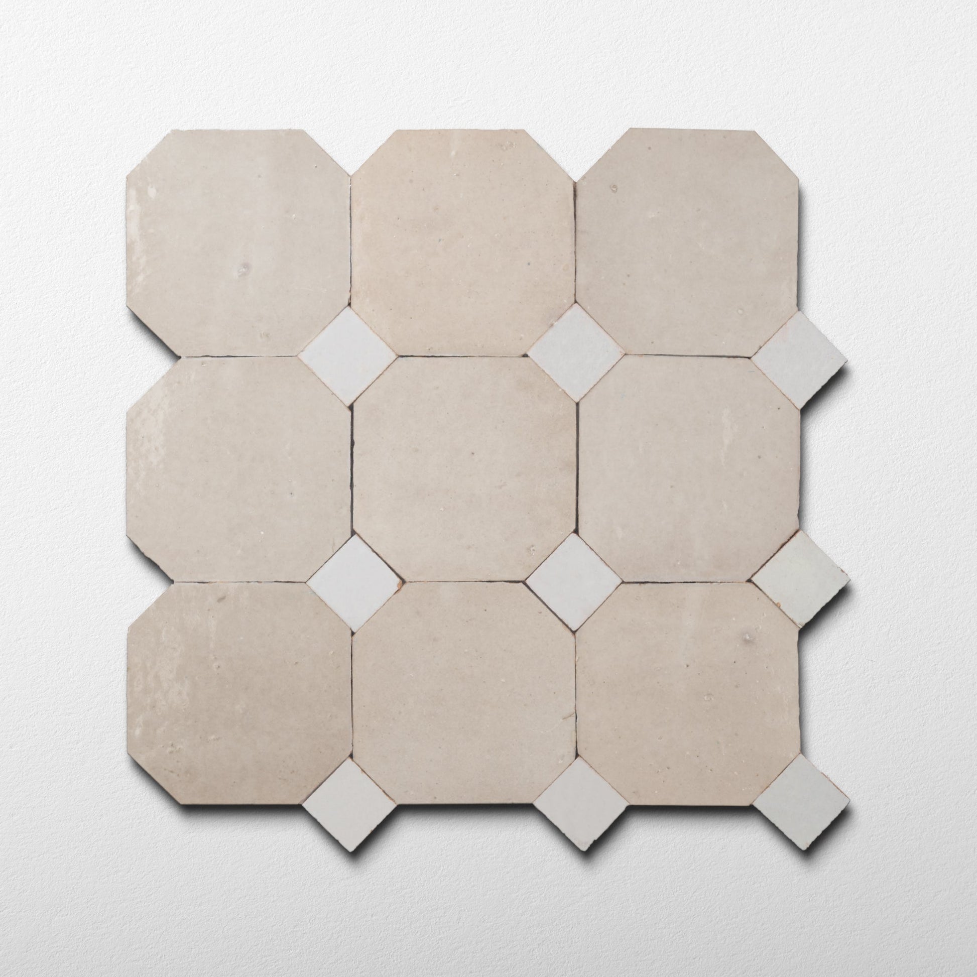 Moroccan Zellige Ecru dots Octagon Mosaic with Off white - Cemento Collection