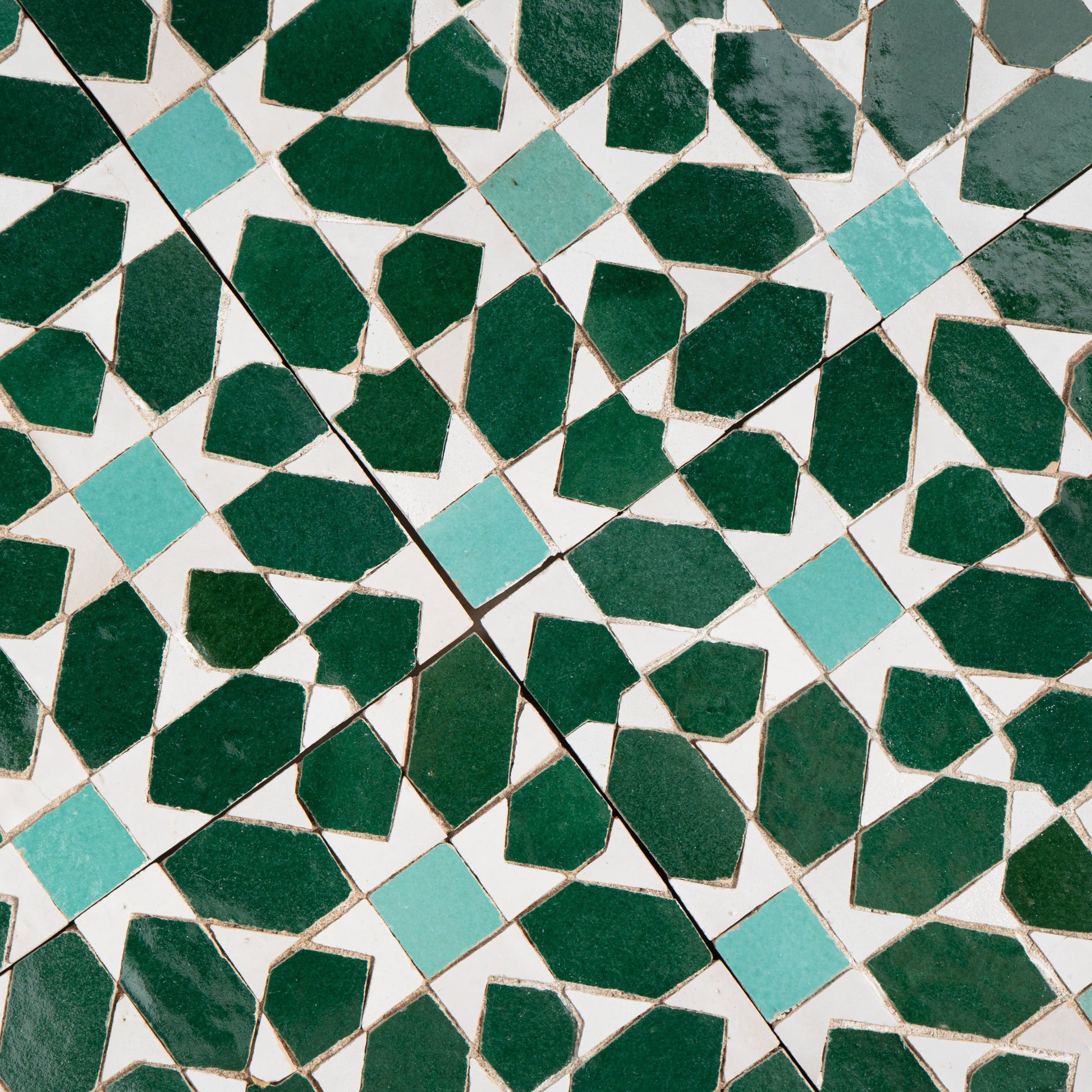 green white zellige mosaic tile