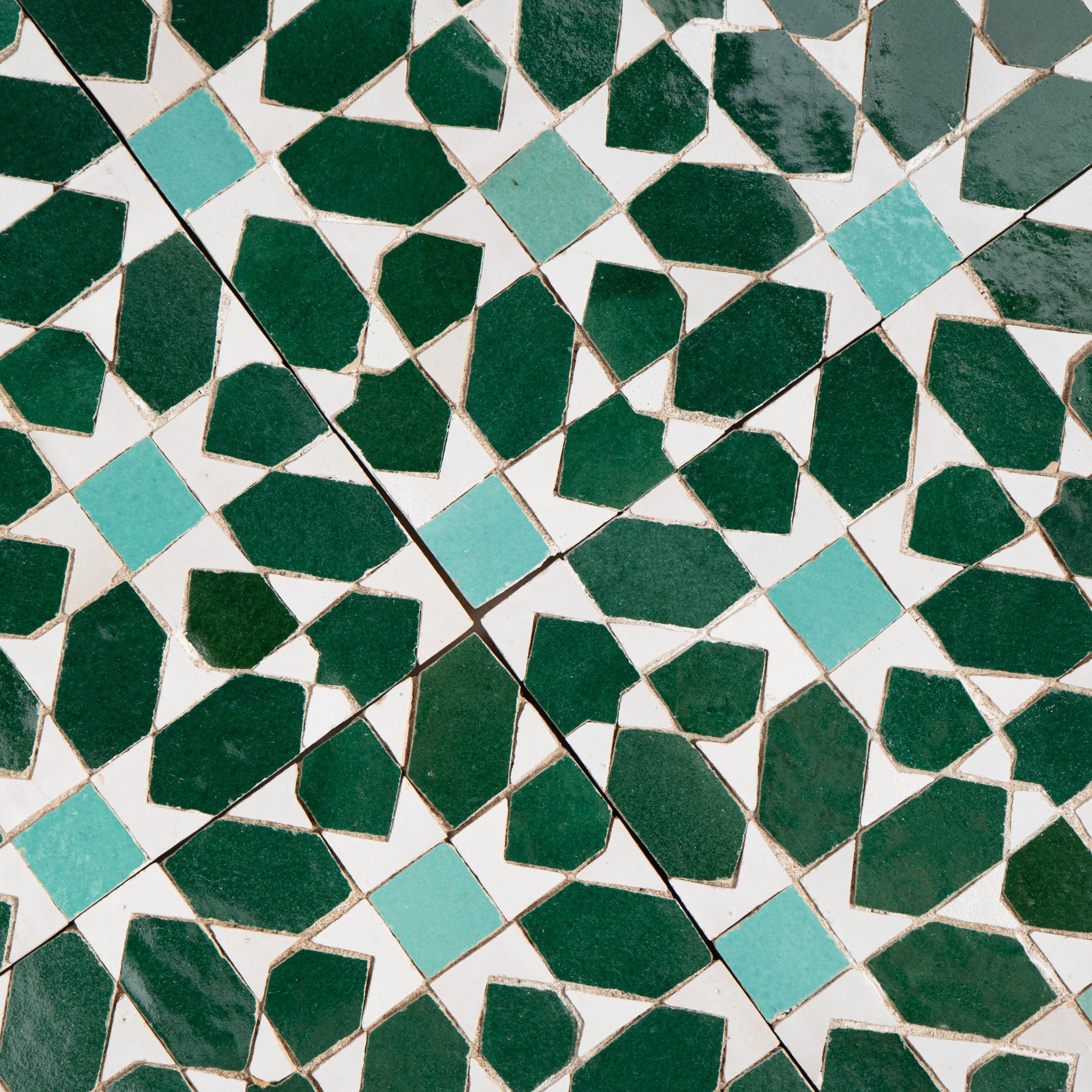 green white zellige mosaic tile