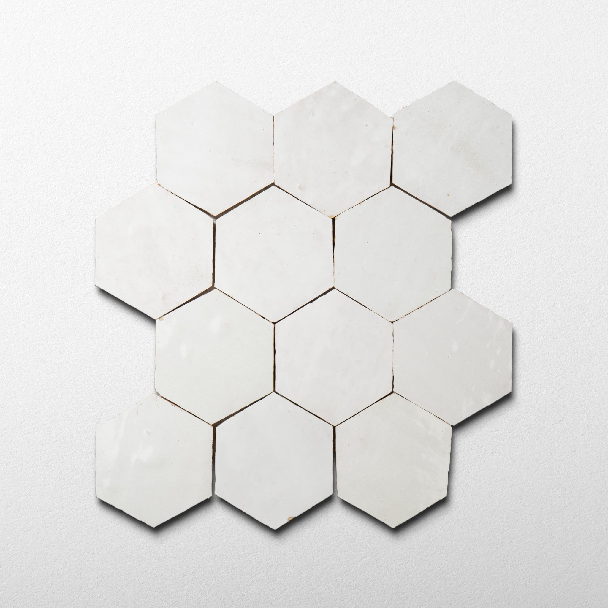 Moroccan Zellige Off White 4'' Hexagon Mosaic | Cemento Collection