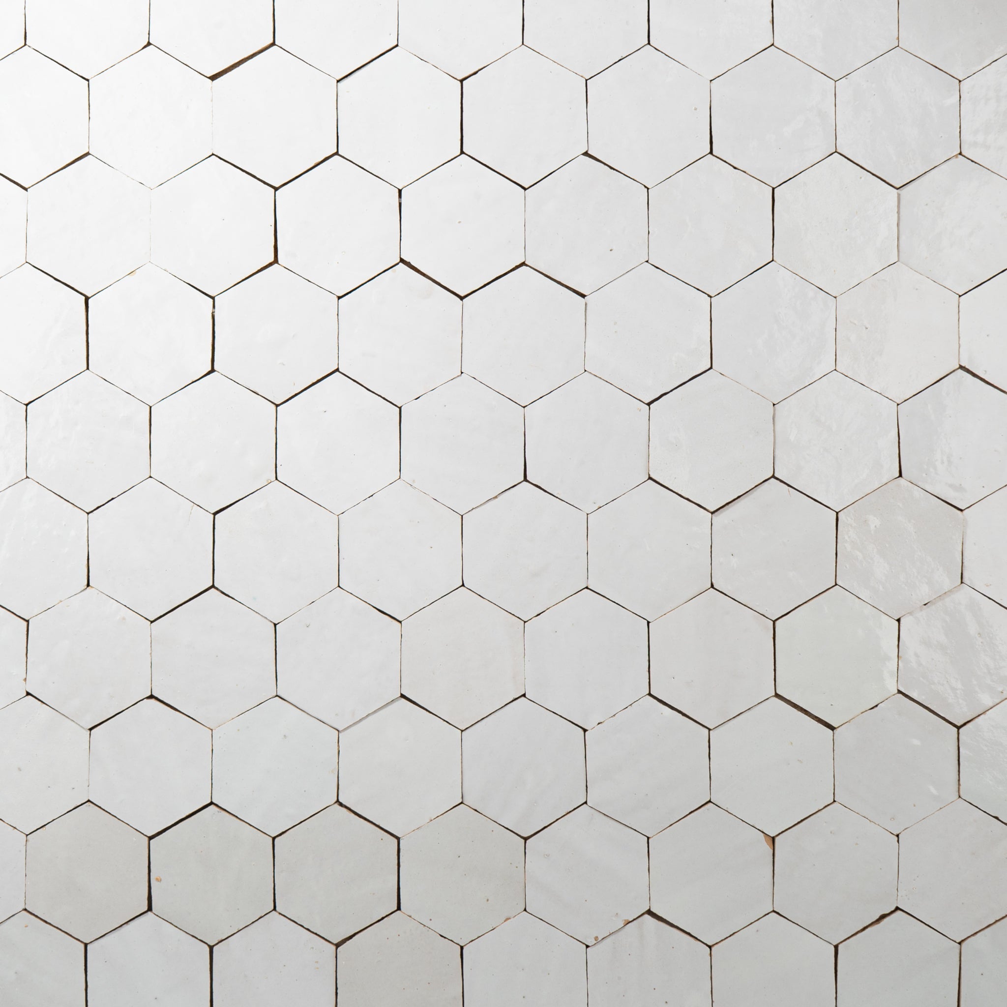 Moroccan Zellige Off White 4'' Hexagon Mosaic - Cemento Collection