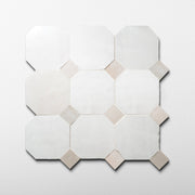 Moroccan Zellige Off white Octagon Mosaic with Ecru dots - Cemento Collection