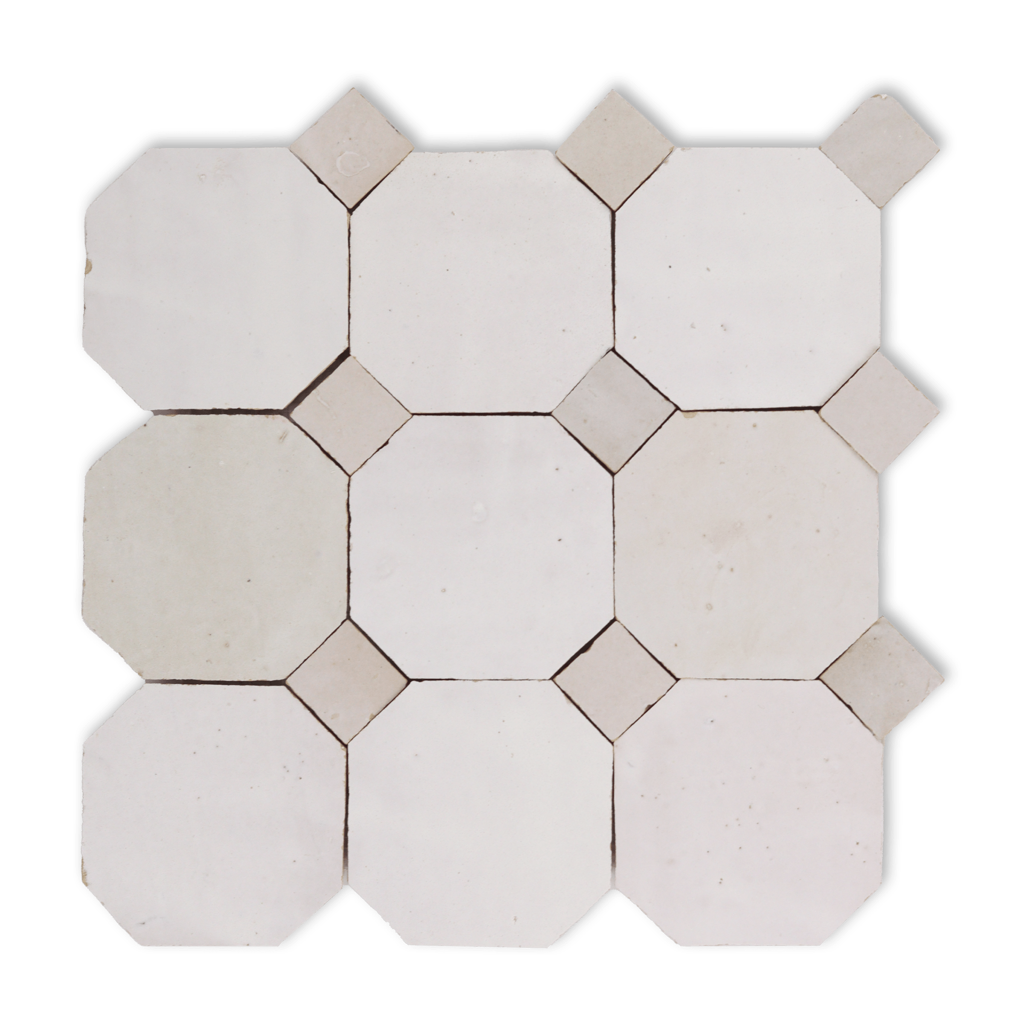 Moroccan Zellige Off white Octagon Mosaic with Ecru dots - Cemento Collection