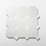 Moroccan Zellige Off White Octagon Mosaic with Snow White dots - Cemento Collection