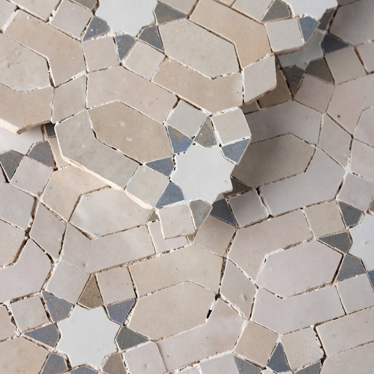 Moroccan Zellige Ravello Mosaic Tile (Colorway B) - Cemento Collection