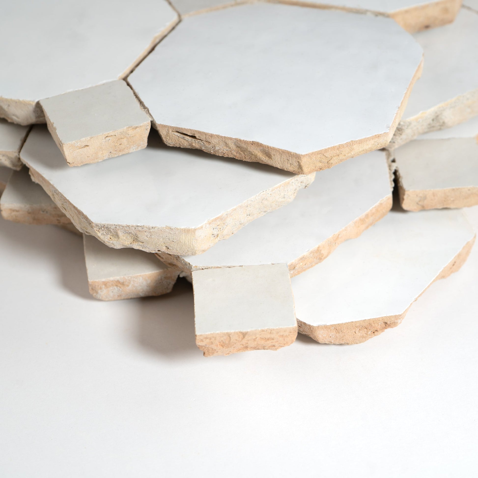 Moroccan Zellige Snow White Mosaic with Off White dots - Cemento Collection