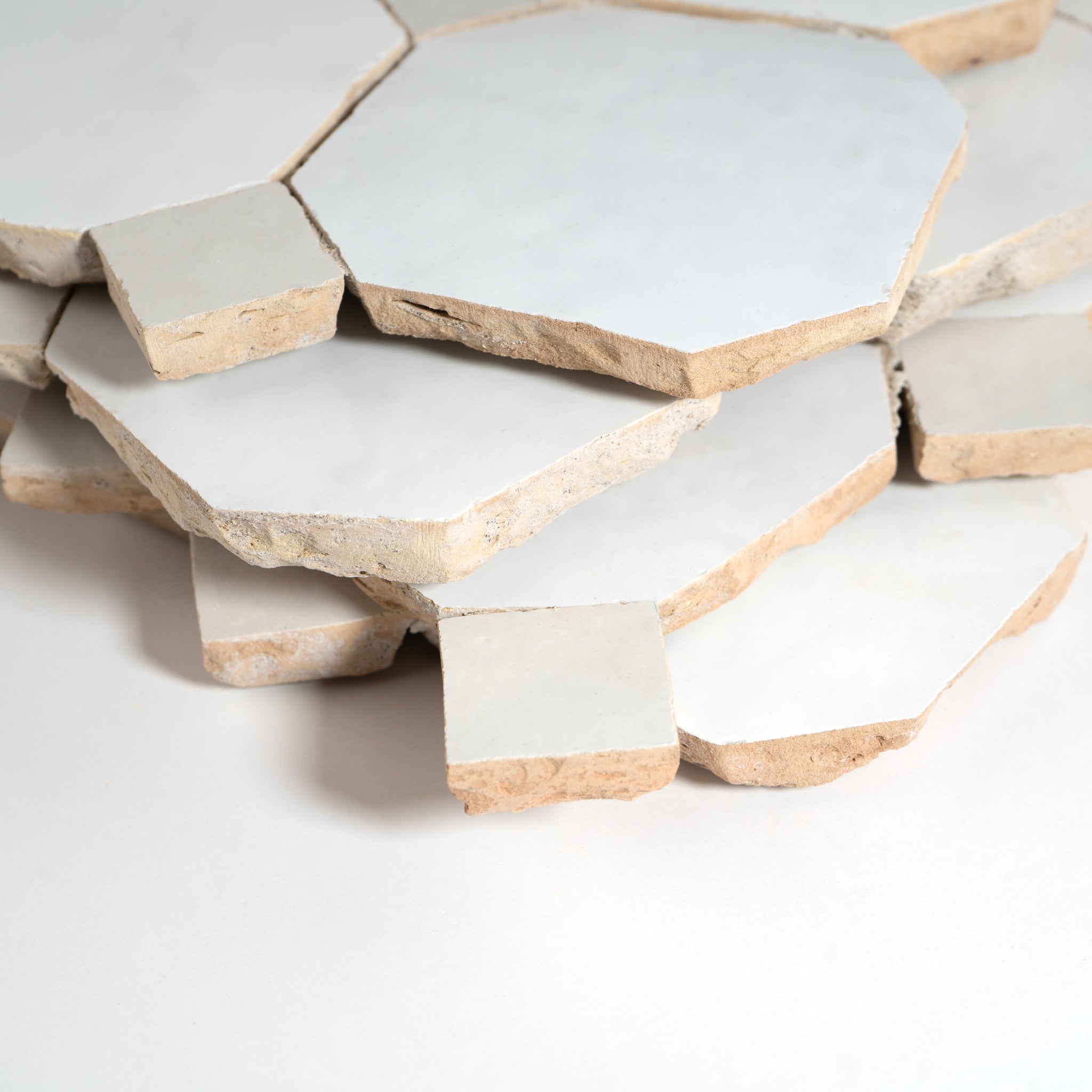 Moroccan Zellige Snow White Mosaic with Off White dots - Cemento Collection