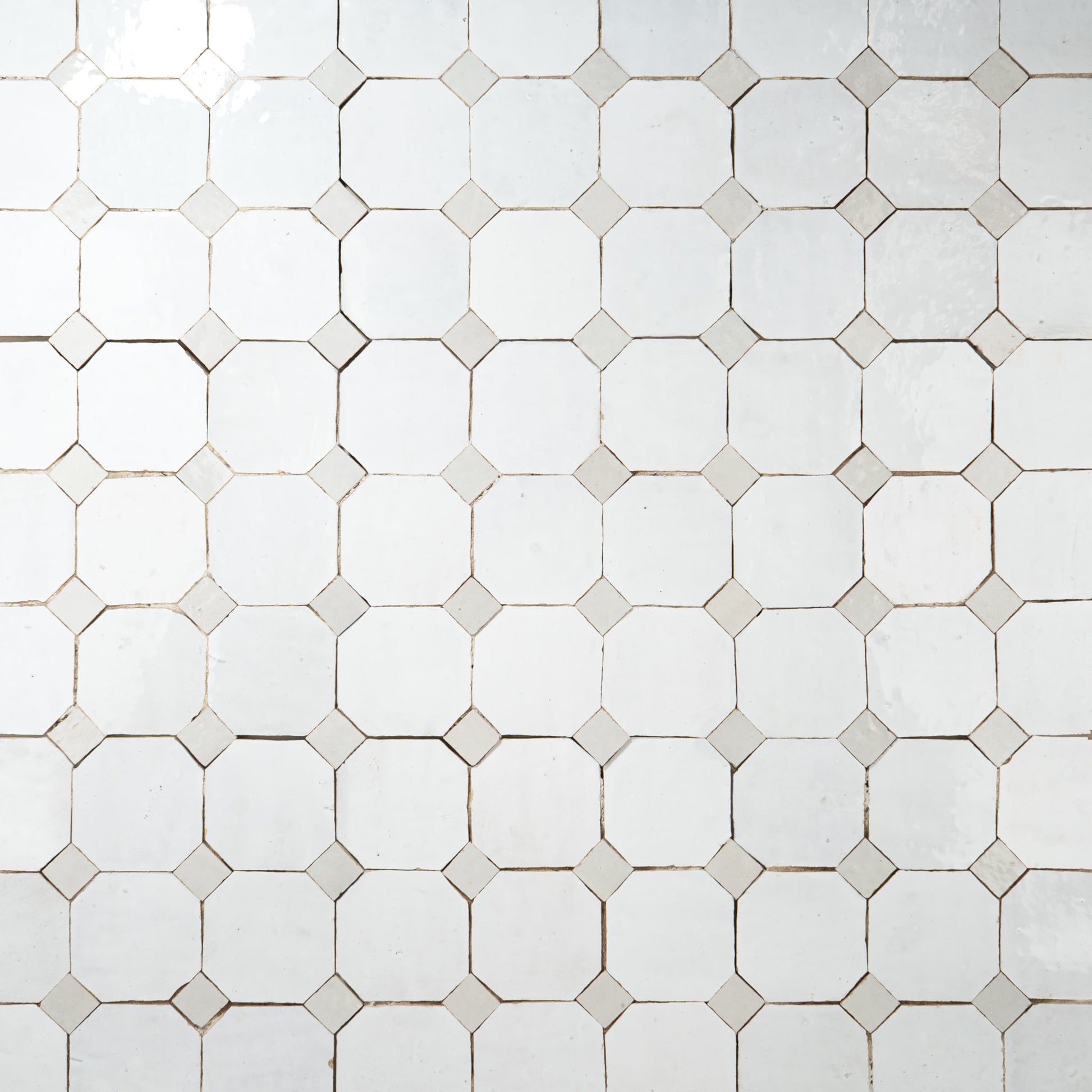 Moroccan Zellige Snow White Mosaic with Off White dots - Cemento Collection