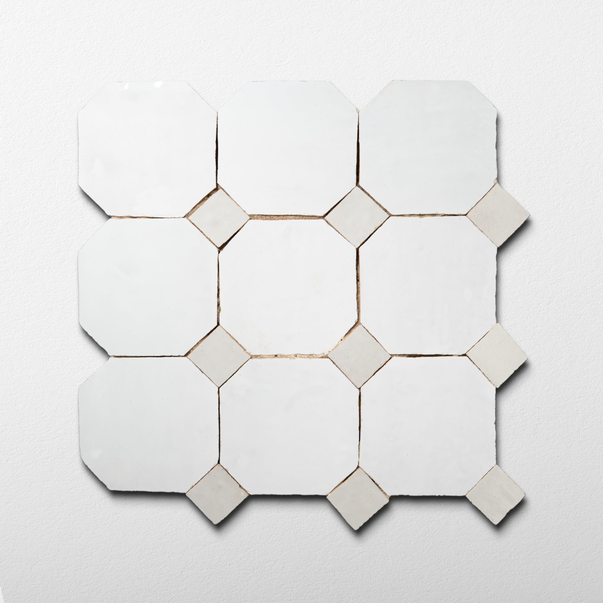 Moroccan Zellige Snow White Mosaic with Off White dots | Cemento