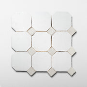 Moroccan Zellige Snow White Mosaic with Off White dots - Cemento Collection